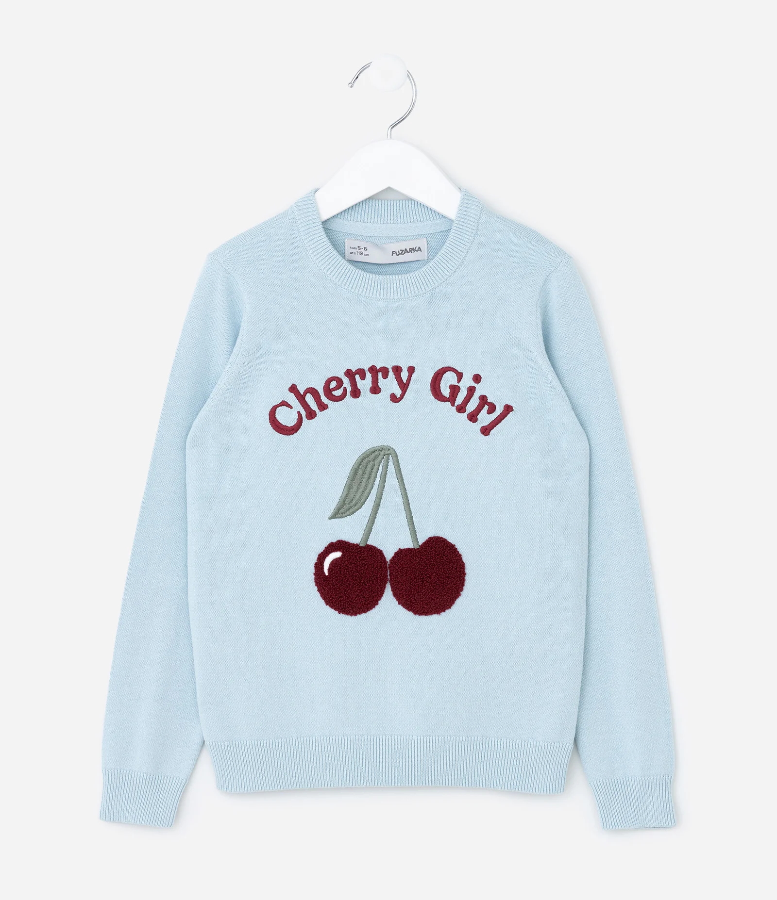 Blusão Infantil em Algodão com Estampa de Cereja - Tam 5 a 14 Anos Azul 1
