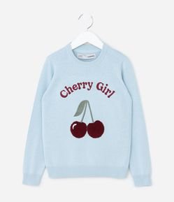 Blusão Infantil em Algodão com Estampa de Cereja - Tam 5 a 14 Anos