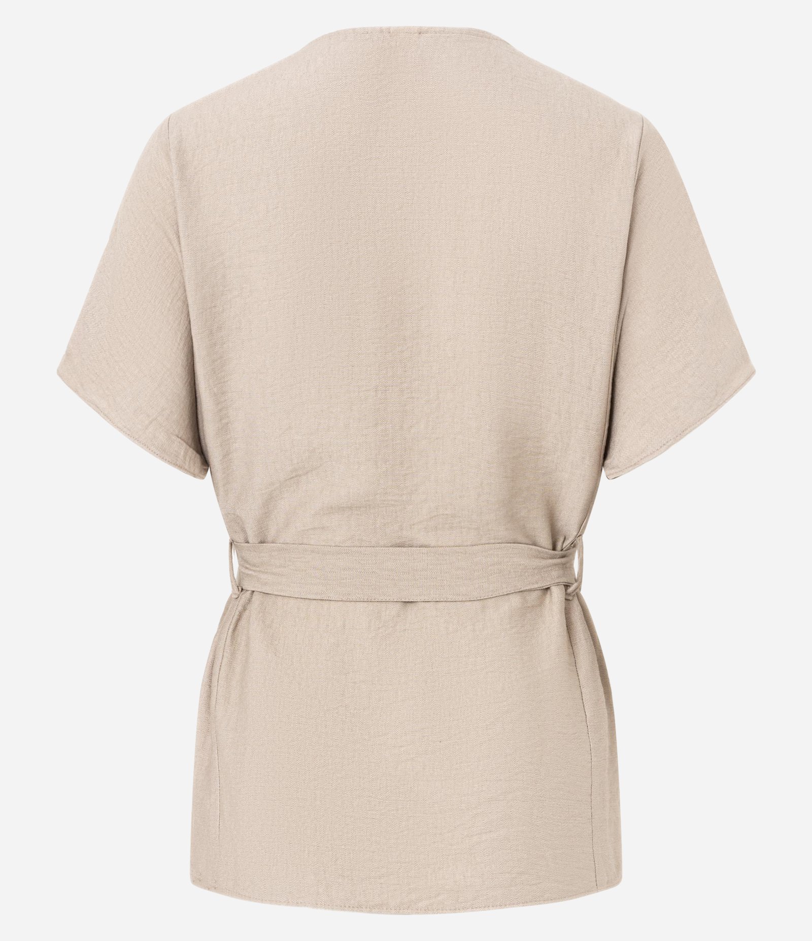 Blusa em Crepe com Decote V e Amarração na Cintura Bege 6