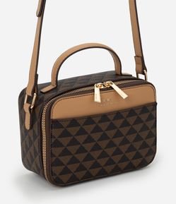 Bolsa Câmera Bag Pequena em PU com Estampa Triângulos