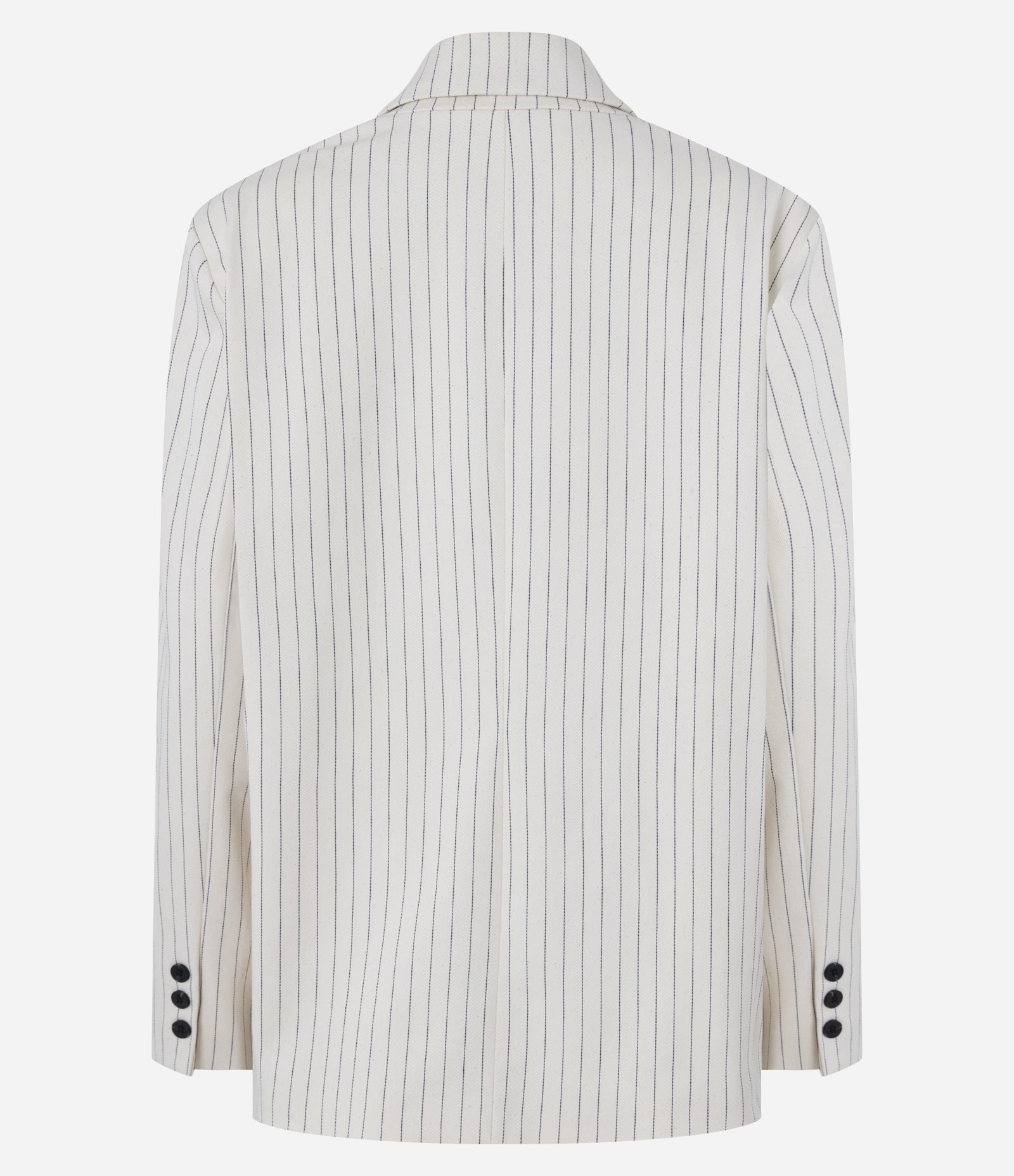 Blazer Maxi Oversized de Corte Alfaiatado em Algodão com Riscas de Giz Bege 8