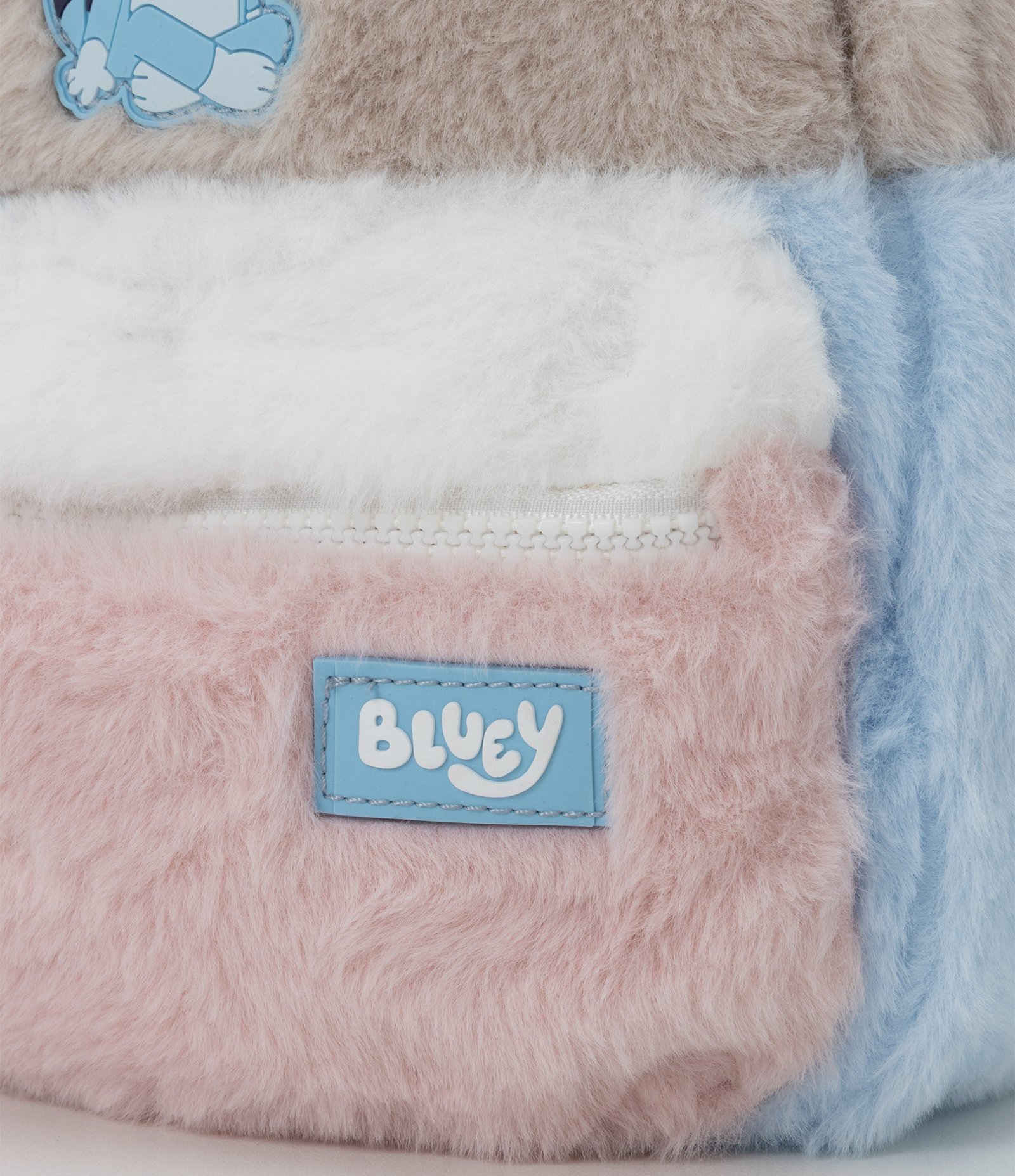 Mochila Infantil Felpudo com Estampa Bluey – Tam U Bege/Azul/Rosa 5
