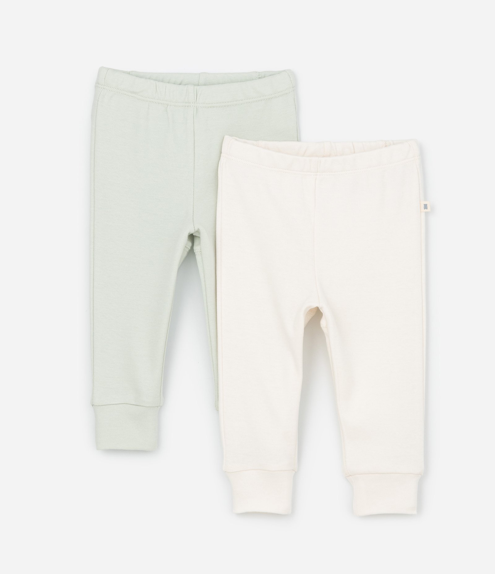 Kit 02 Calças Infantis com Punho Largo- Tam RN a 12 meses Bege/Verde 1
