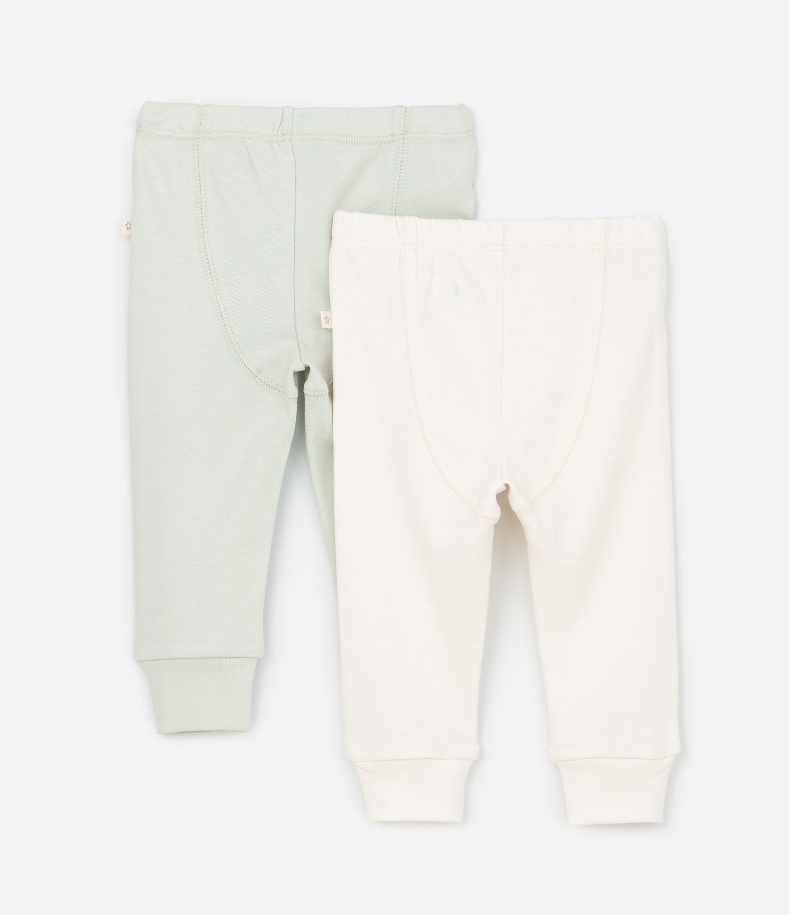 Kit 02 Calças Infantis com Punho Largo- Tam RN a 12 meses Bege/Verde 2