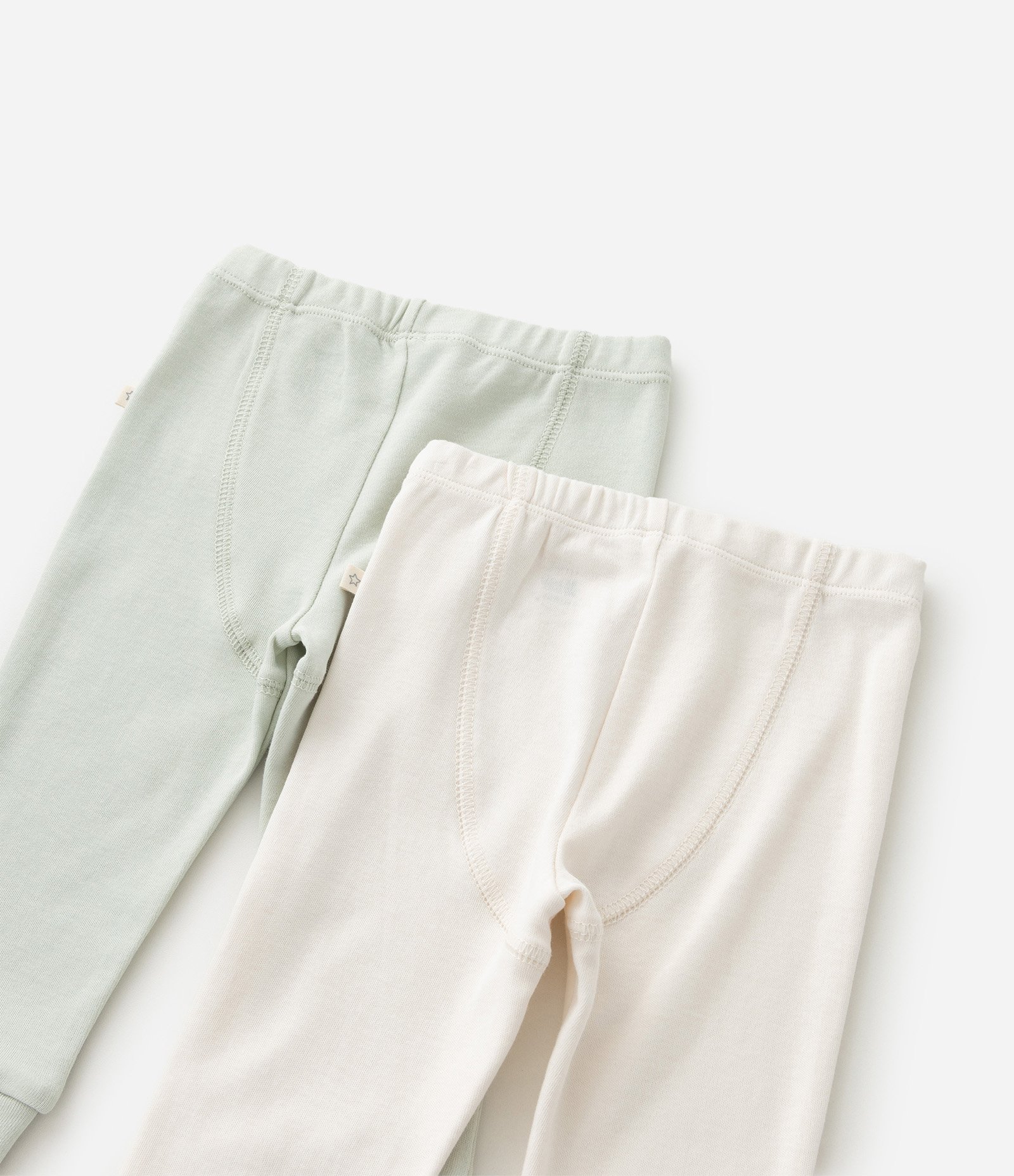 Kit 02 Calças Infantis com Punho Largo- Tam RN a 12 meses Bege/Verde 4