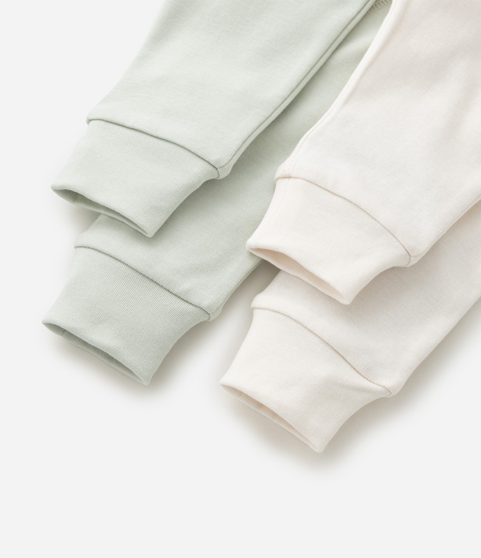 Kit 02 Calças Infantis com Punho Largo- Tam RN a 12 meses Bege/Verde 6