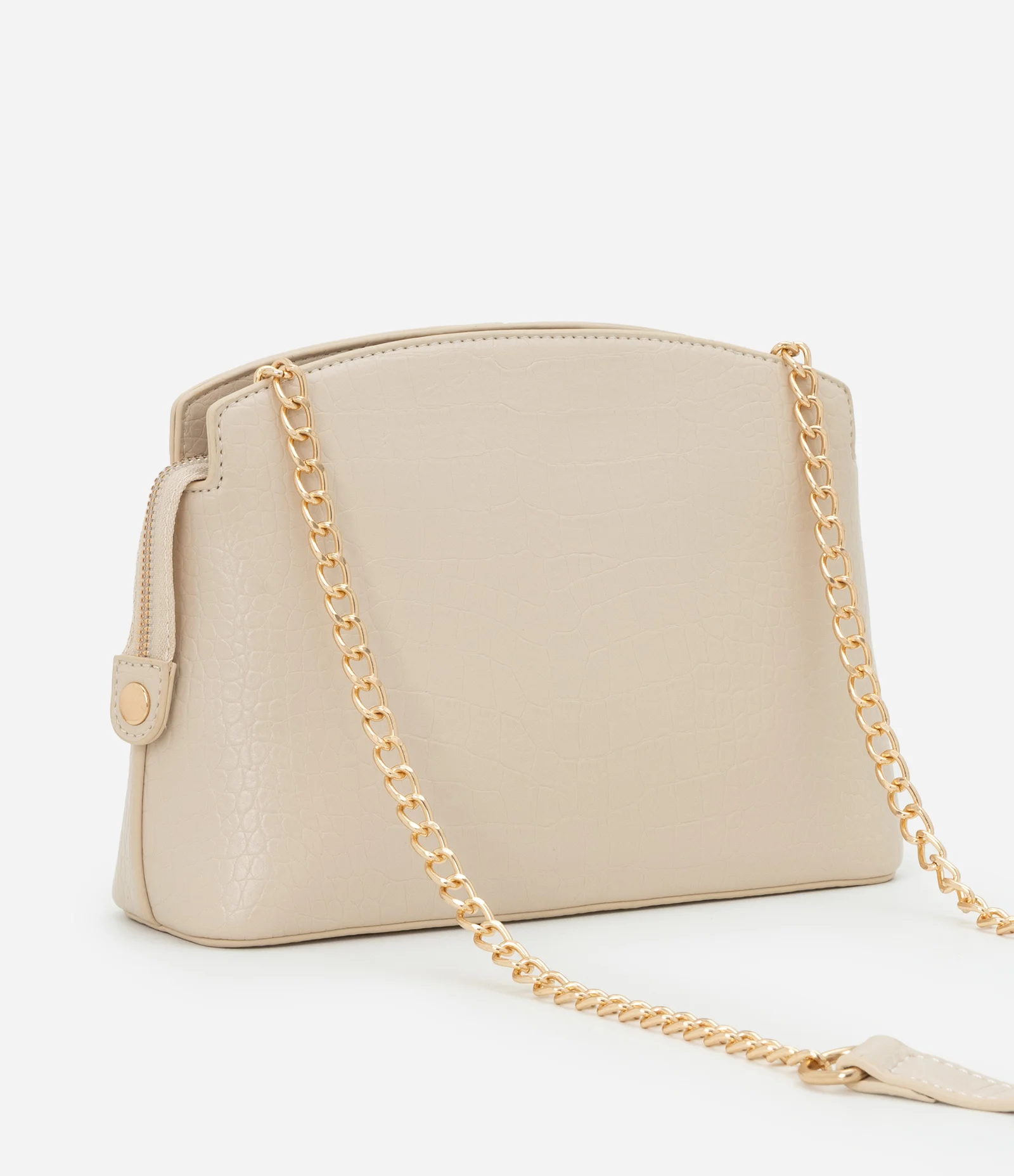 Bolsa Transversal Pequena com Alça de Corrente e Metais Light Gold Off White 3