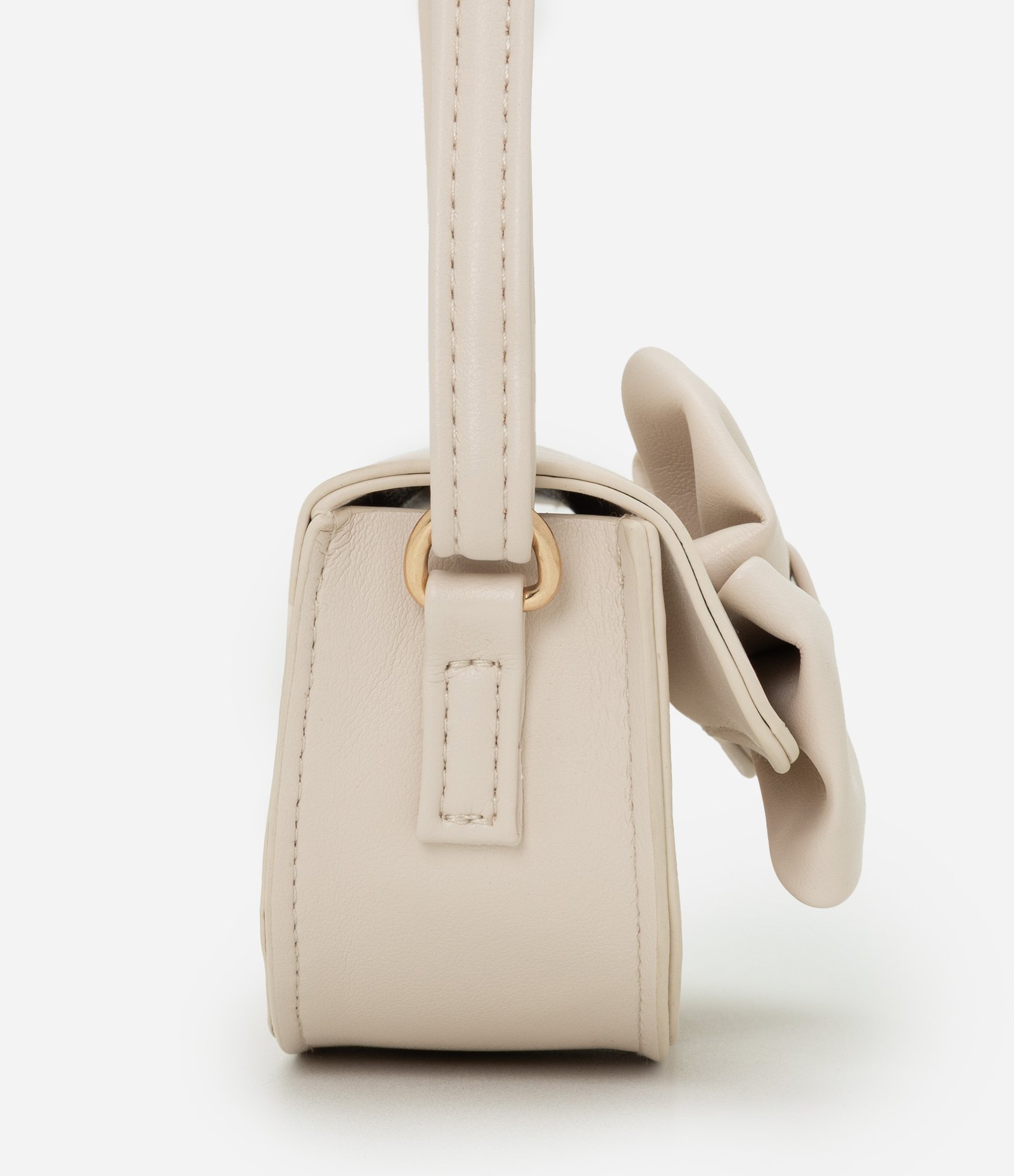 Bolsa Arredondada Transversal com Laço - Tam U Off White 2