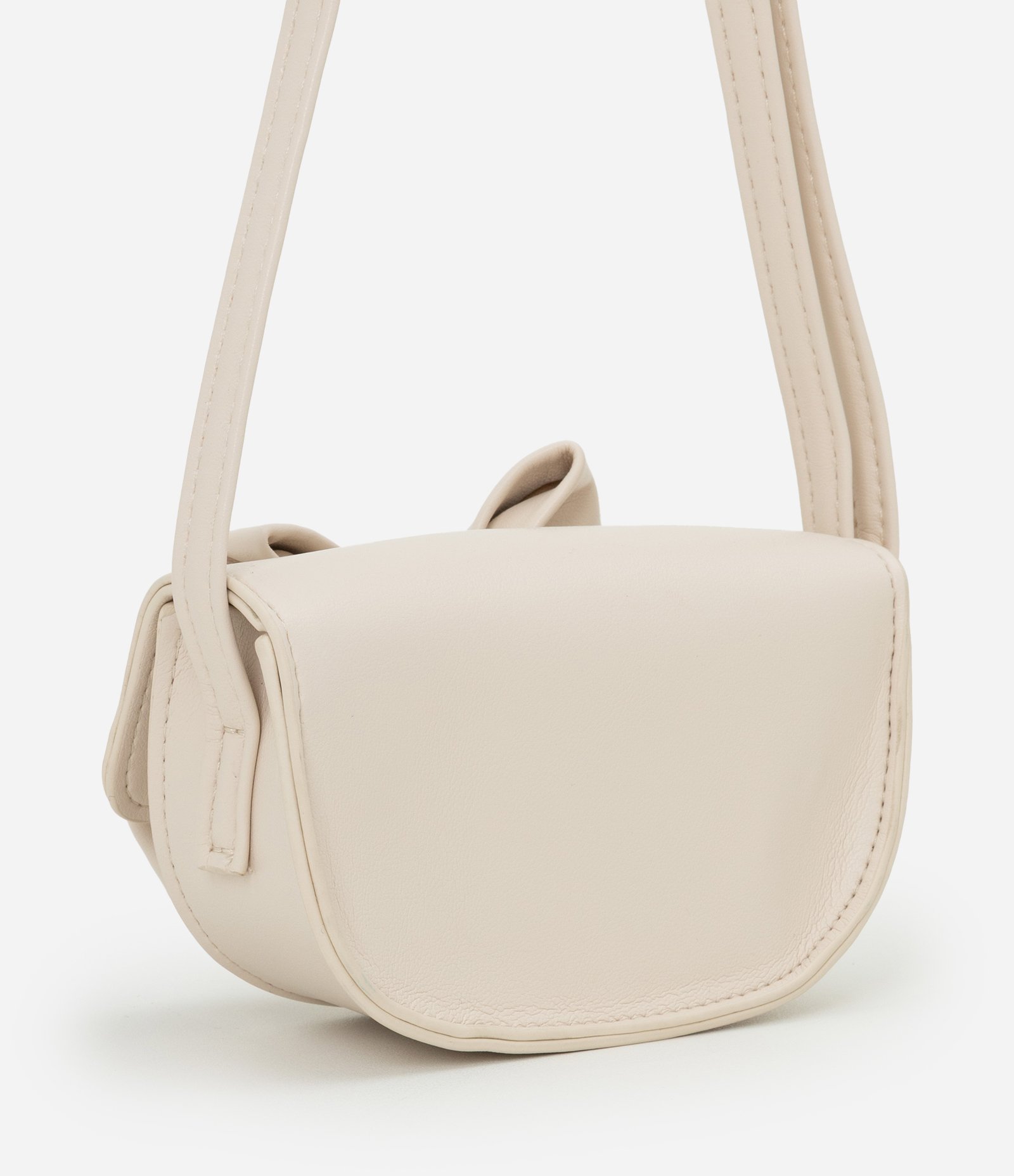 Bolsa Arredondada Transversal com Laço - Tam U Off White 3