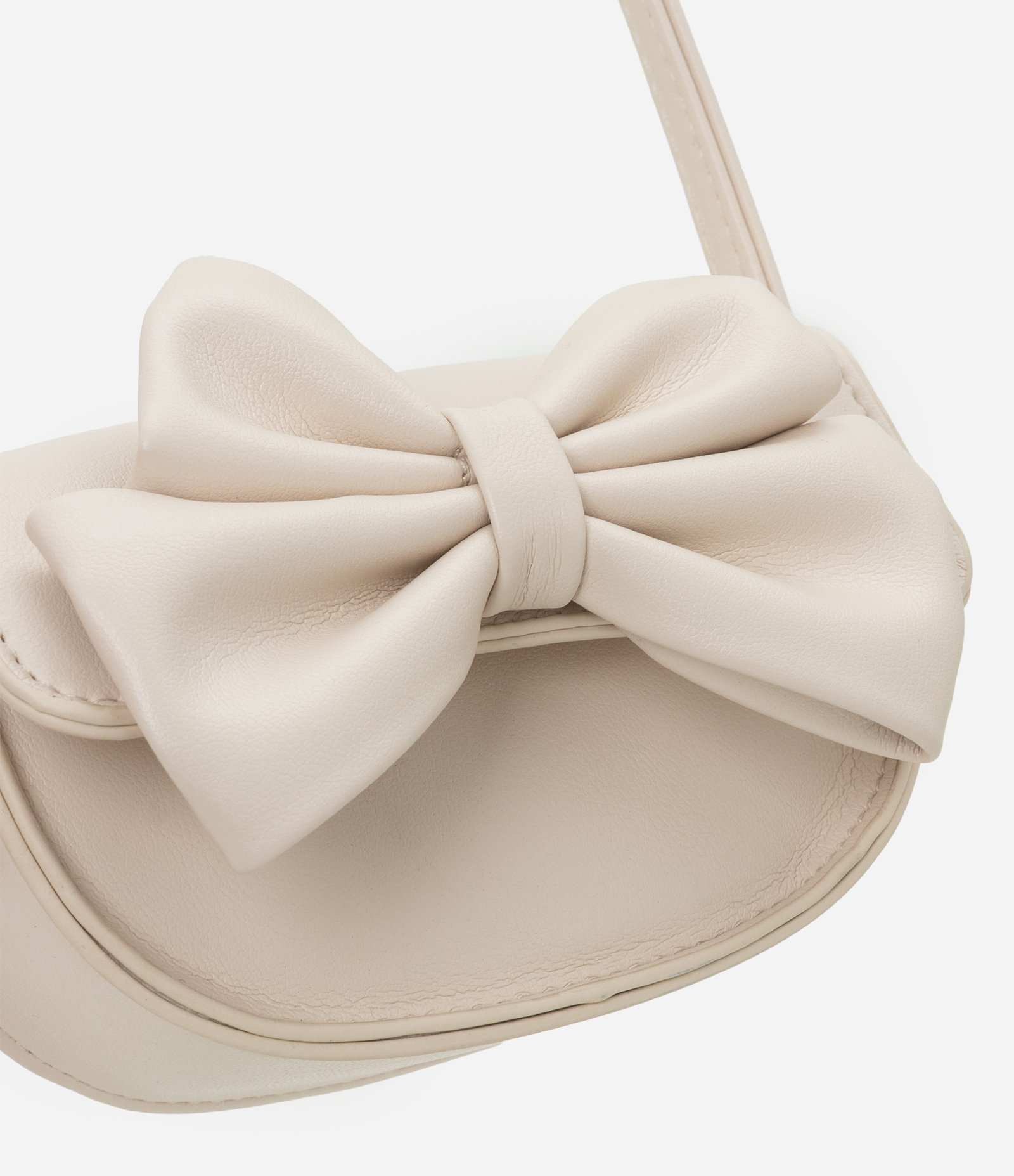 Bolsa Arredondada Transversal com Laço - Tam U Off White 4