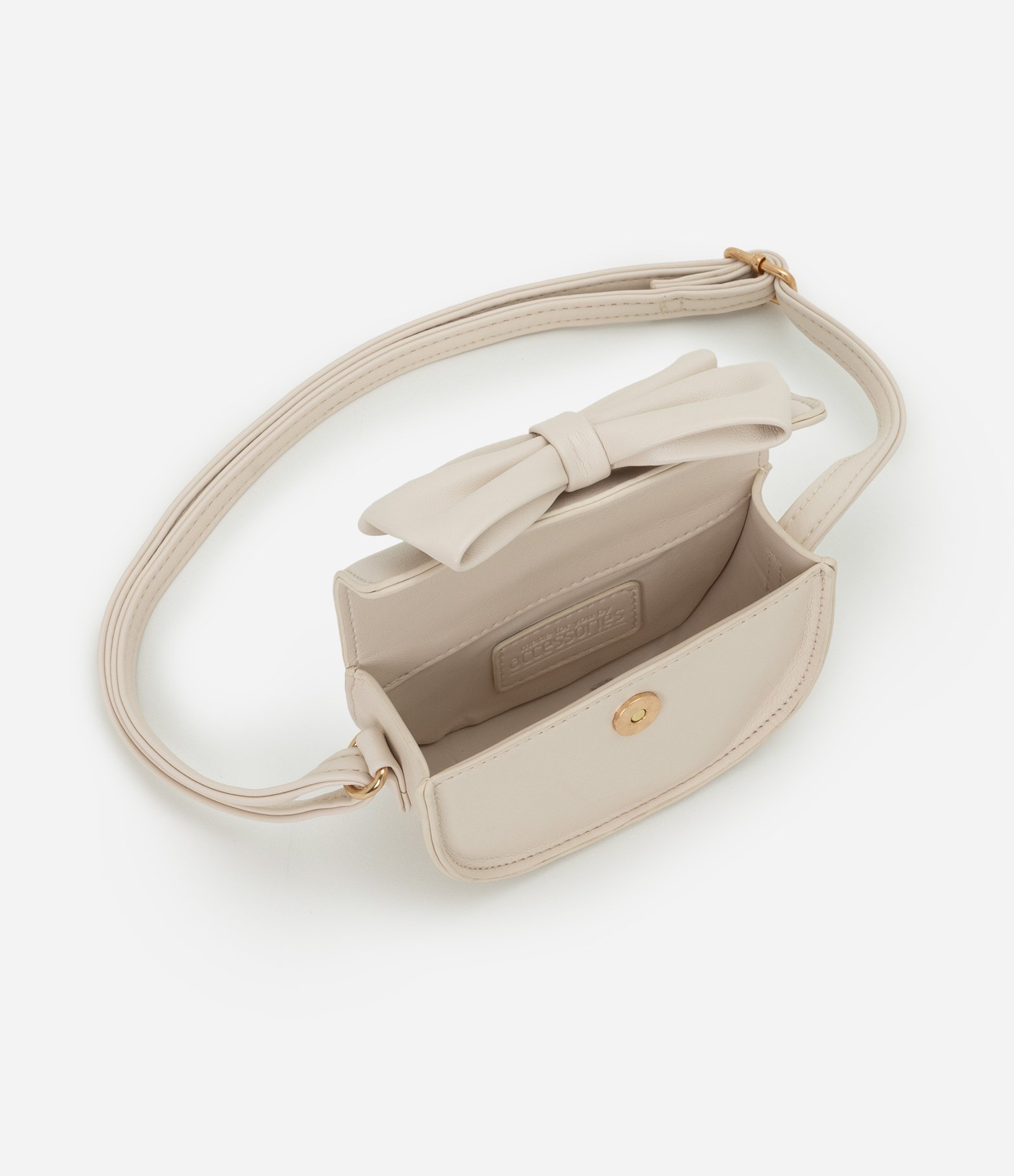 Bolsa Arredondada Transversal com Laço - Tam U Off White 5