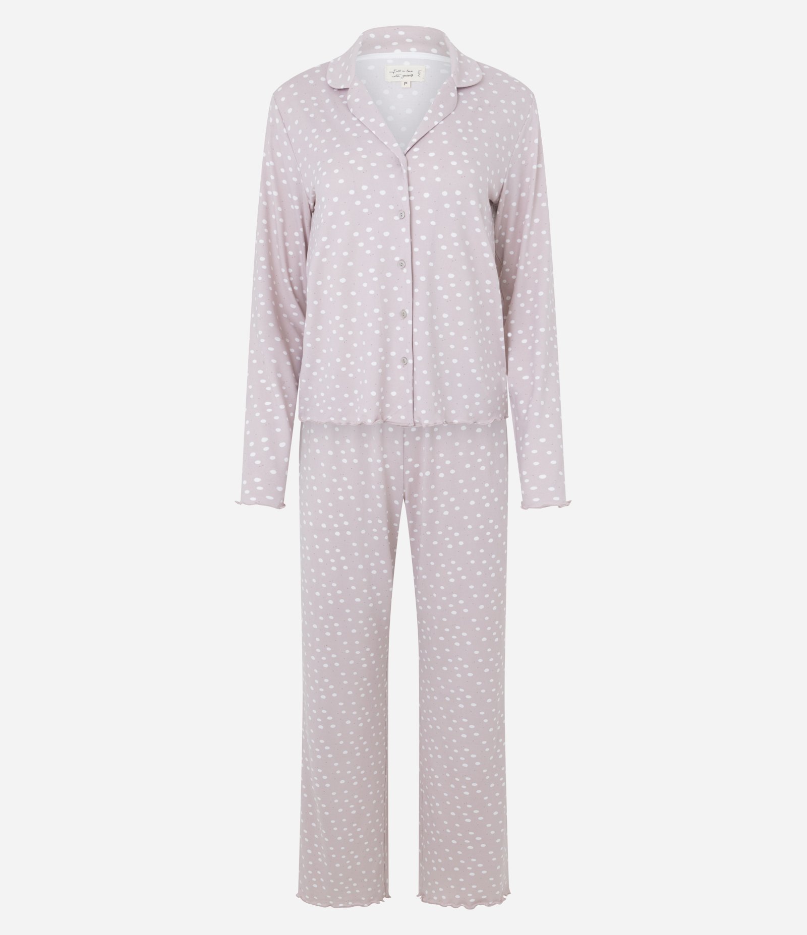 Pijama Americano Longo Peach Touch Poá Lilás 5