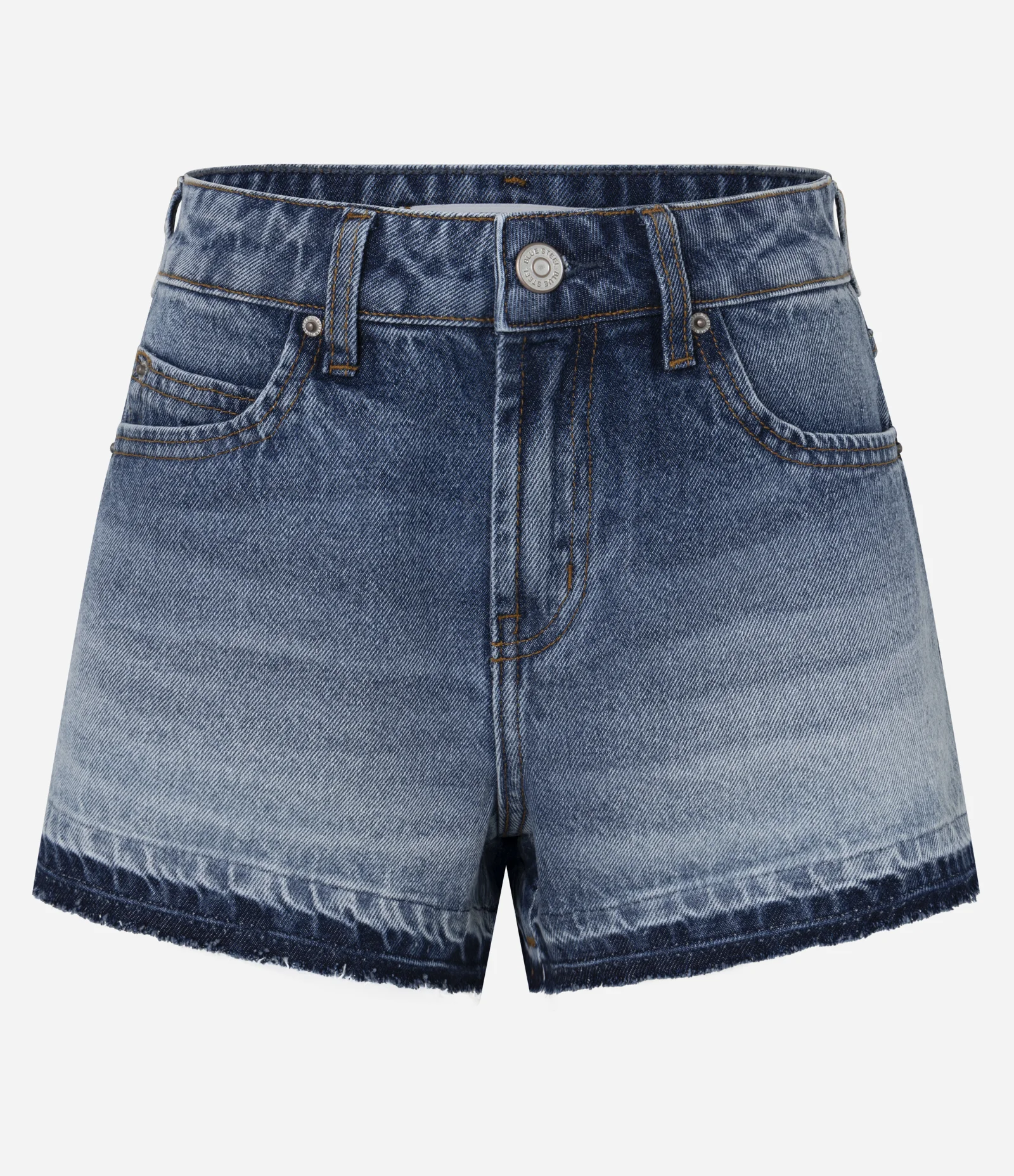 Short Slim em Jeans com Barra Contrastante Desfeita Médio 5