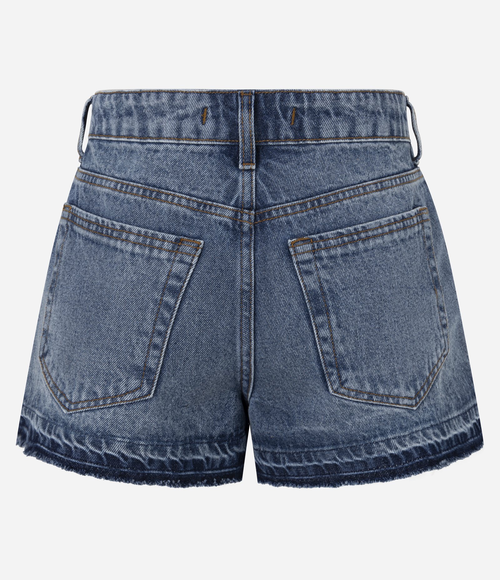 Short Slim em Jeans com Barra Contrastante Desfeita Médio 6