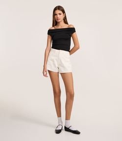 Short Mom em Sarja com Brilhos