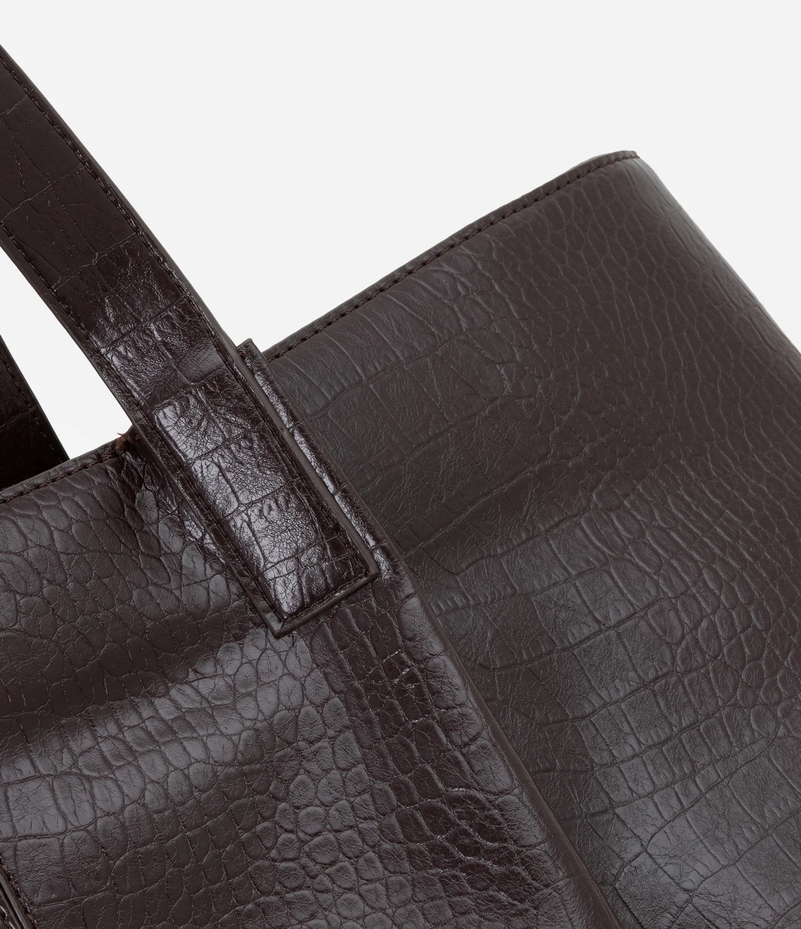 Bolsa Shopper Grande com Textura Croco e Metais Light Gold Vinho 5