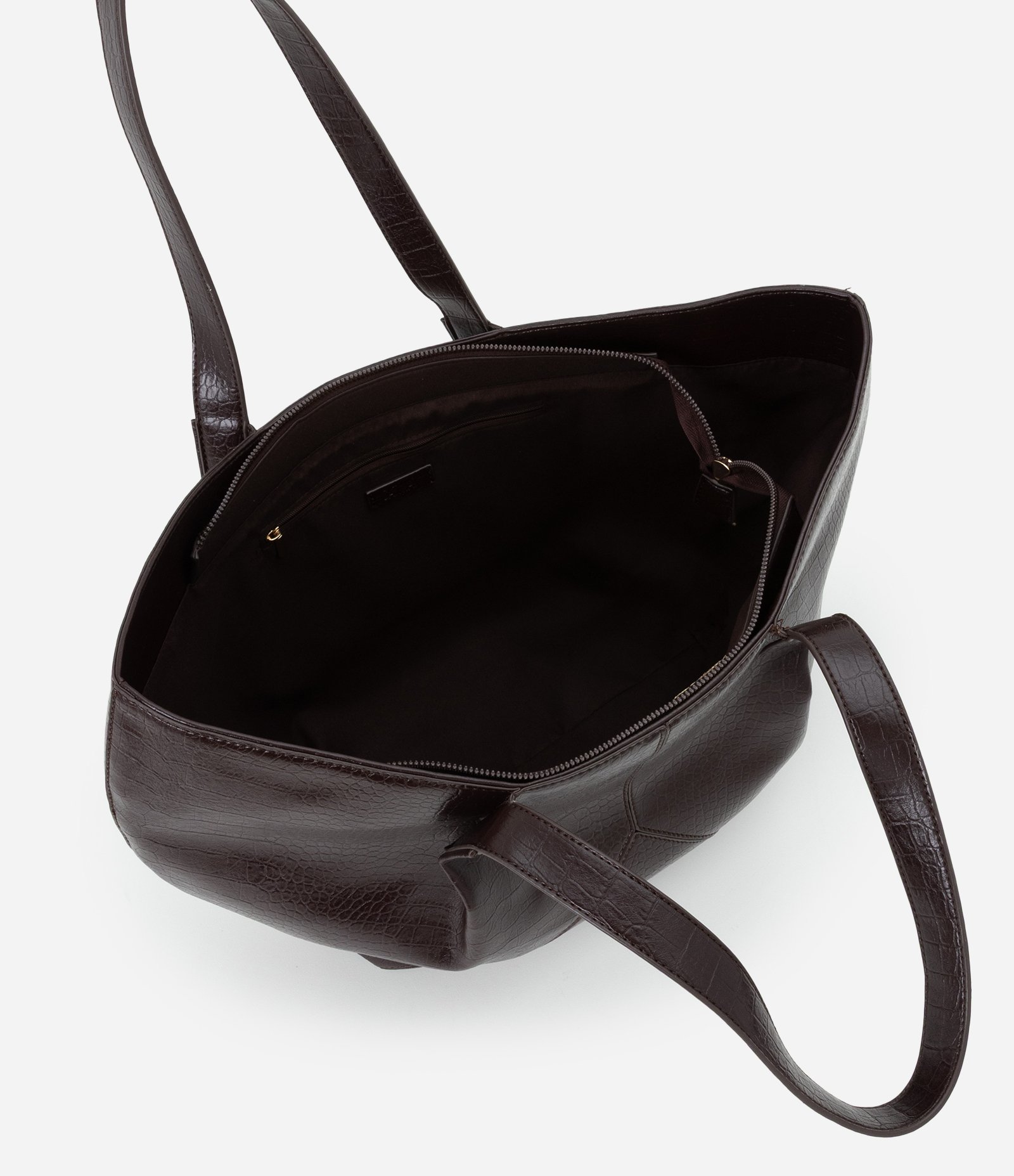 Bolsa Shopper Grande com Textura Croco e Metais Light Gold Vinho 6