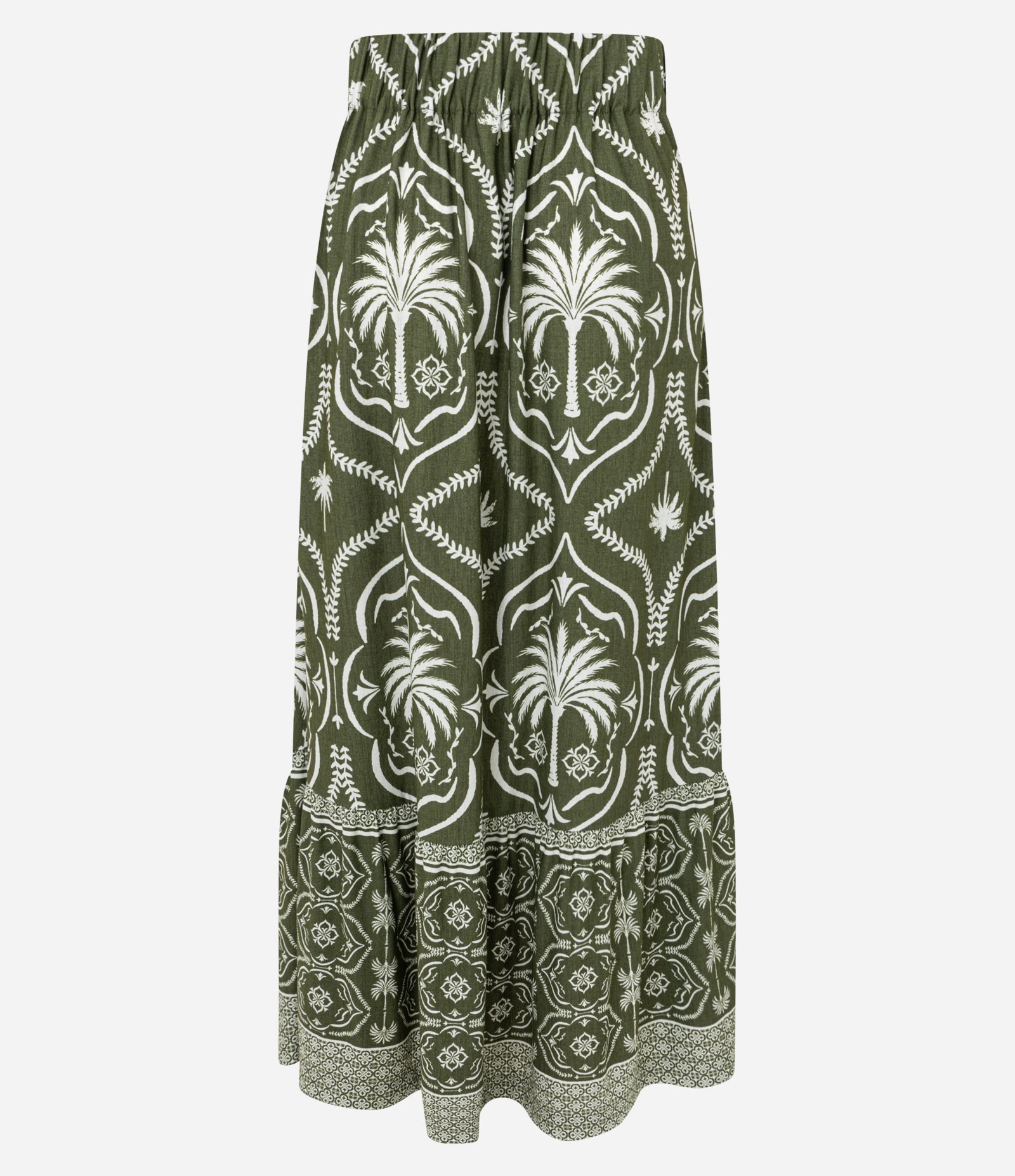 Saia New Midi em Piquet com Estampa Arabesco Tropical Verde 7