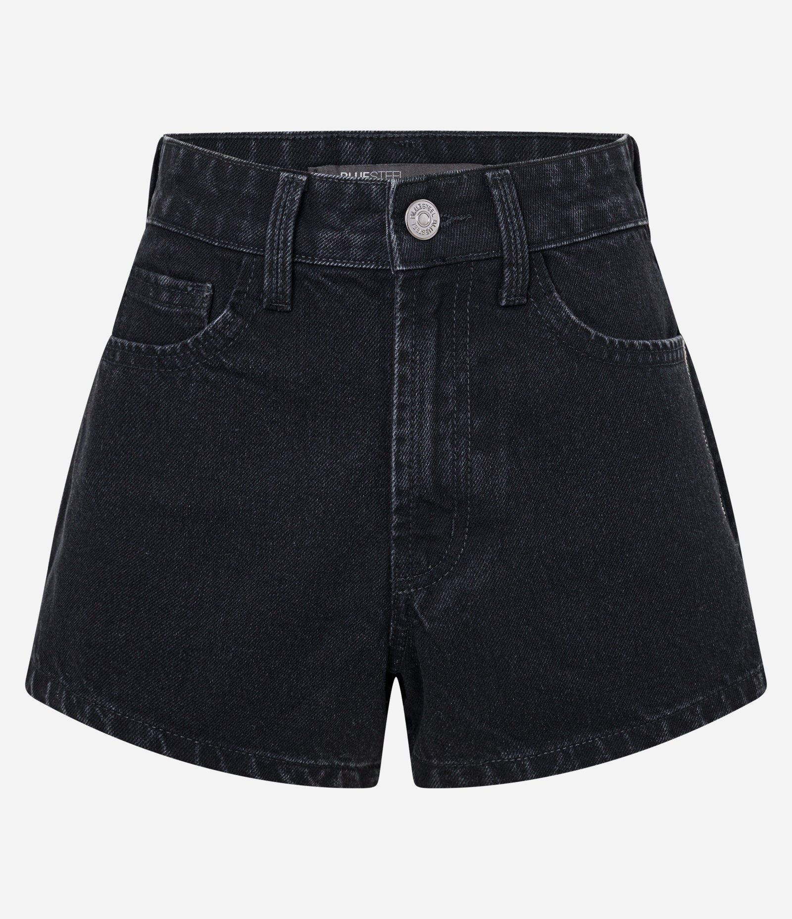 Short Slim Cintura Alta em Jeans com Brilho Lateral Preto 5