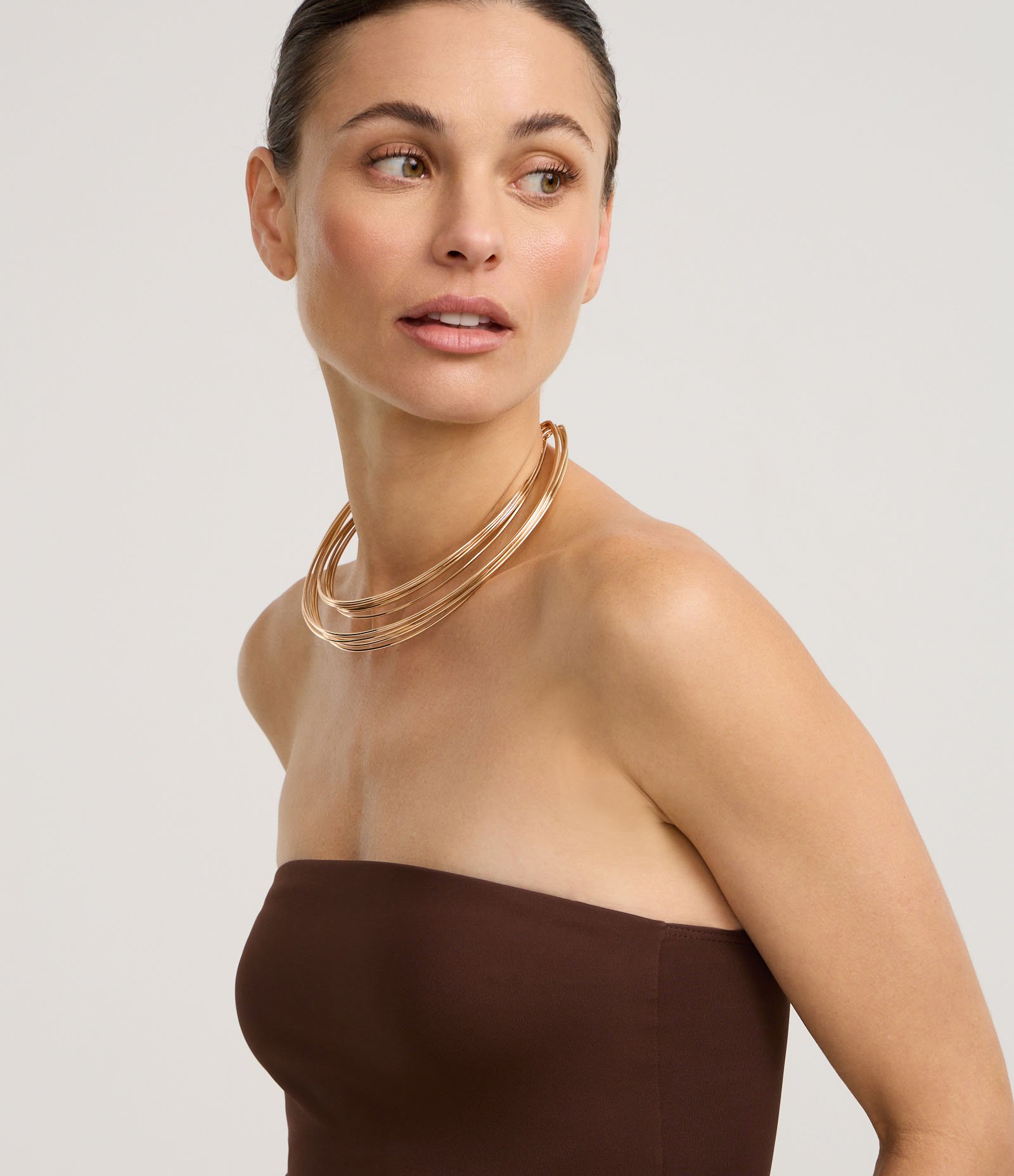 Body em Poliamida com Decote Reto Marrom 3