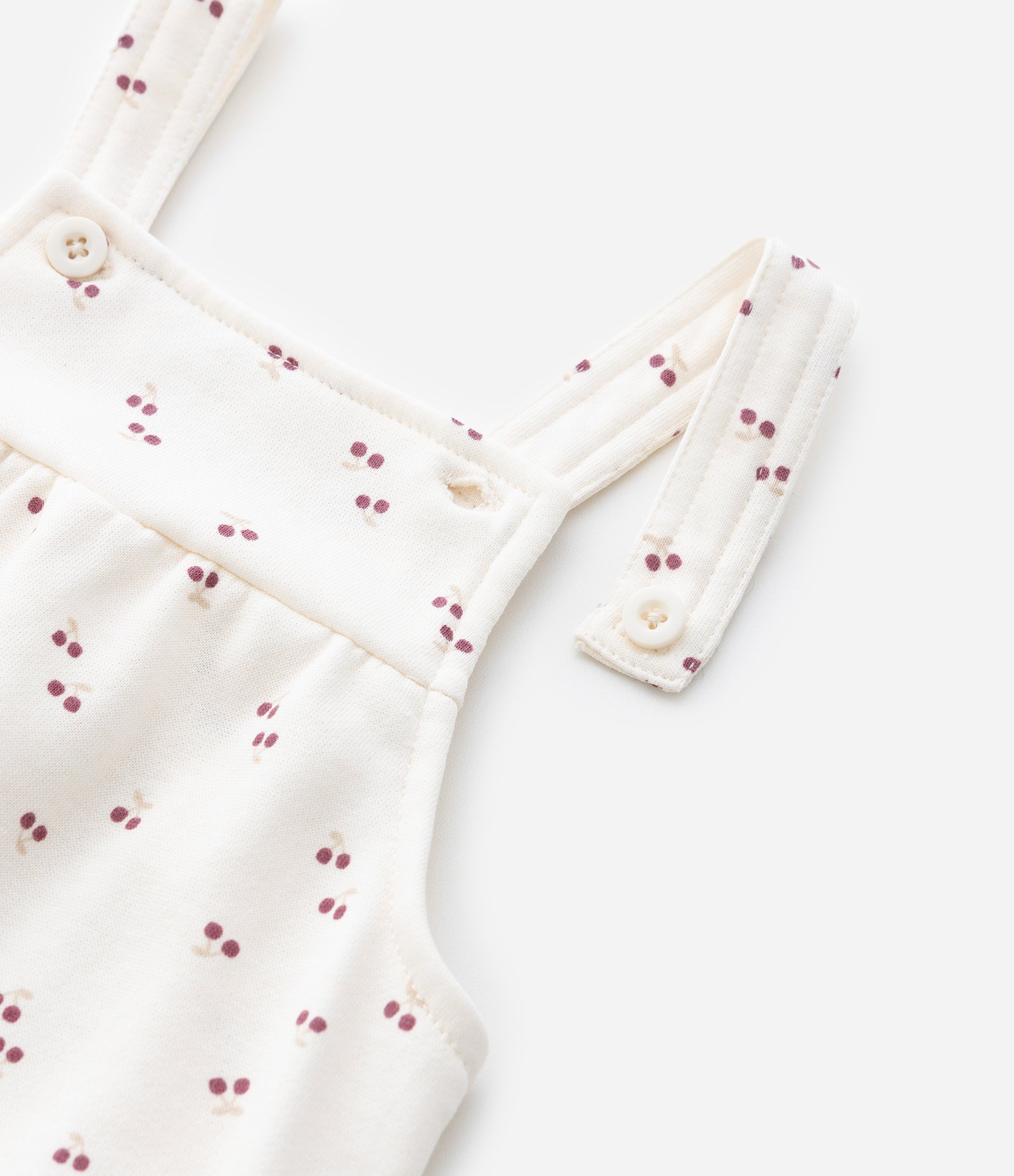 Conjunto Infantil com Salopete de Cereja Bordada e Body com Rendinha – Tam RN a 18 Meses Off White/Verde Menta 13