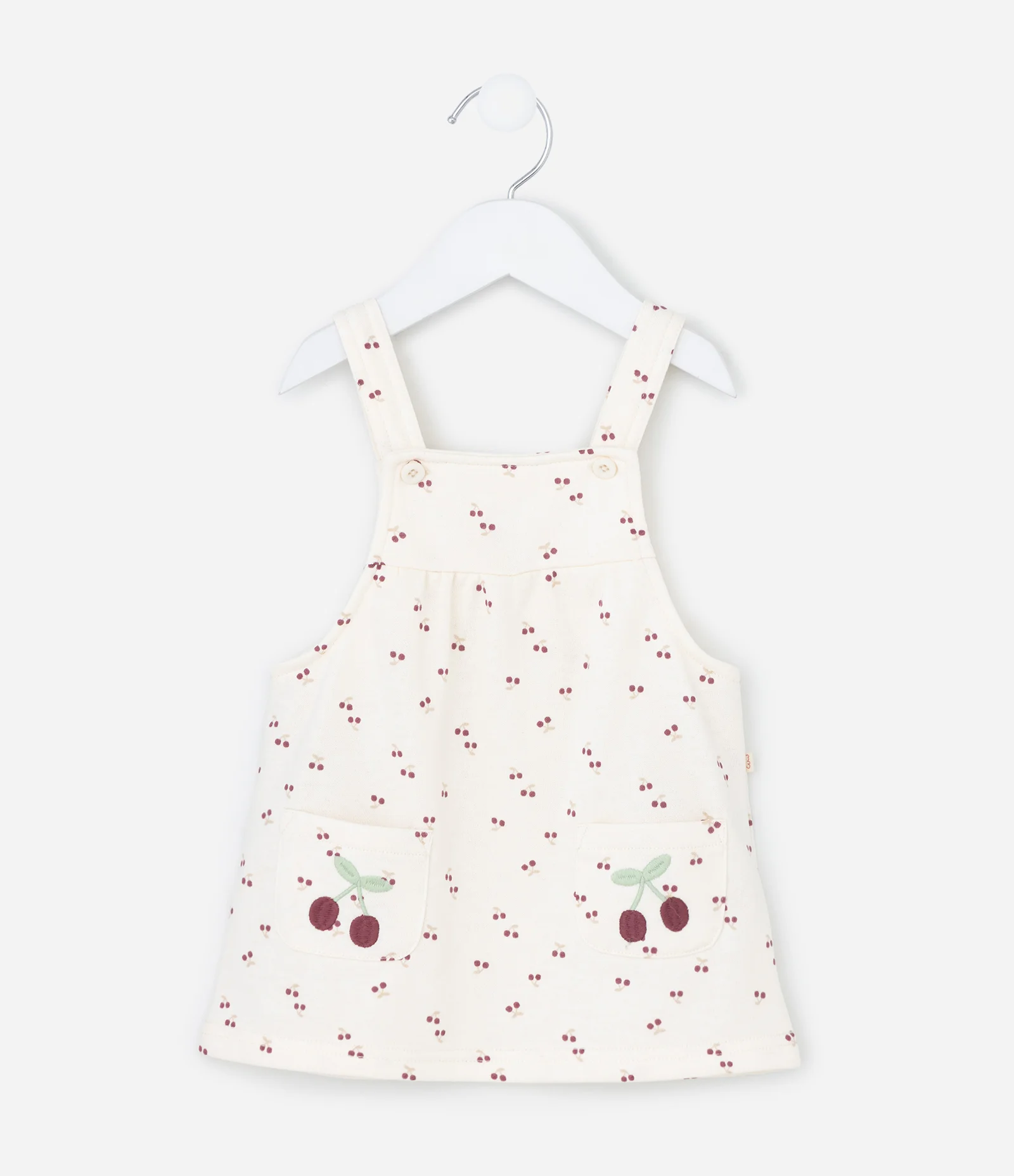 Conjunto Infantil com Salopete de Cereja Bordada e Body com Rendinha – Tam RN a 18 Meses Off White/Verde Menta 6