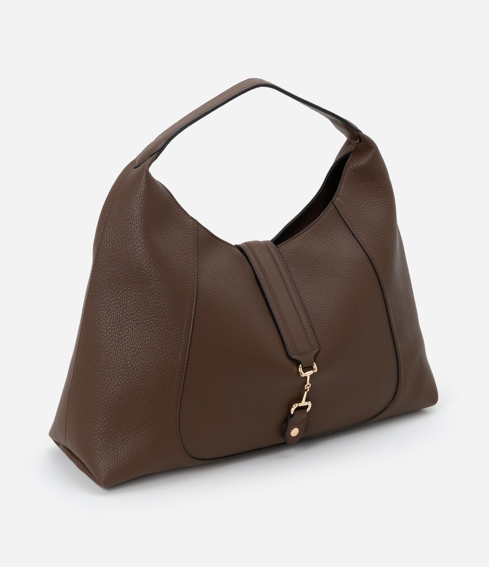 Bolsa Hobo Floater Grande com Alça de Fivela Diferenciada Marrom-AC 1