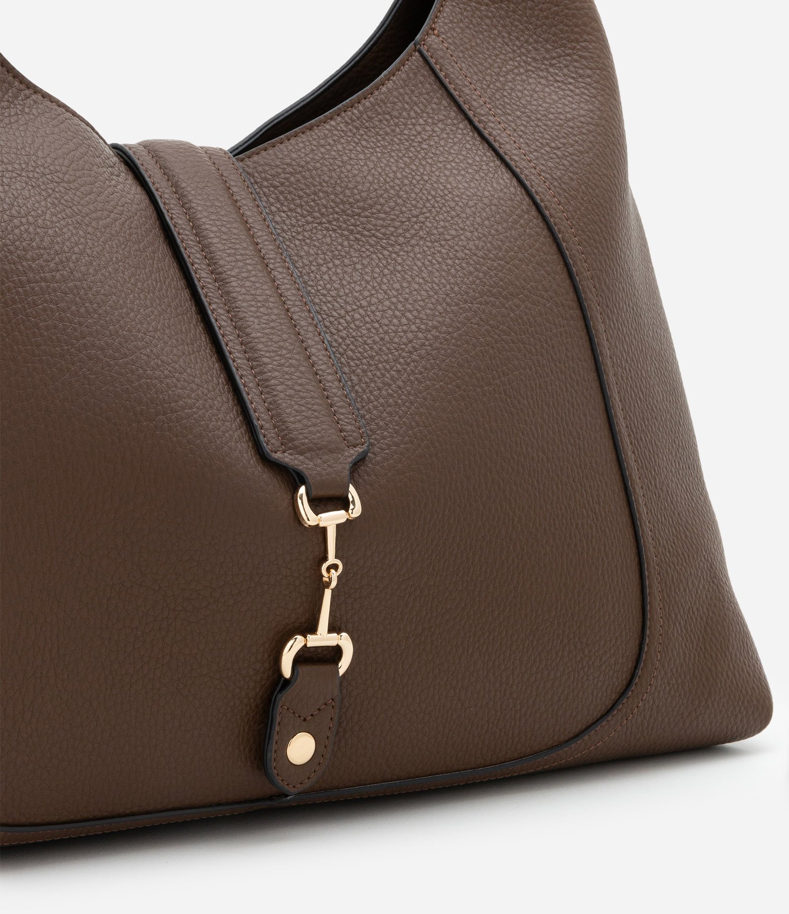 Bolsa Hobo Floater Grande com Alça de Fivela Diferenciada Marrom-AC 4