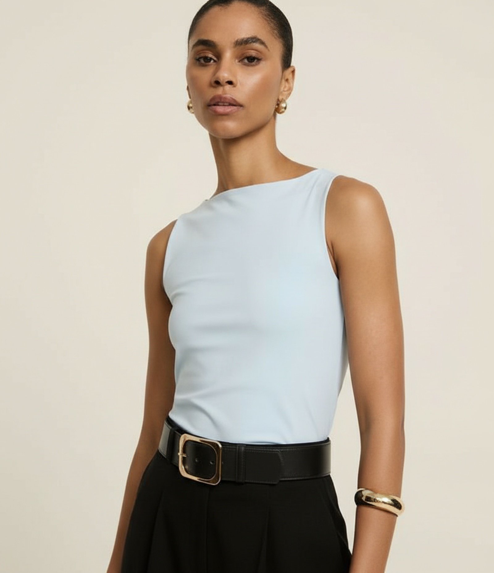 Blusa Regata com Gola Halter em Poliamida Azul 6