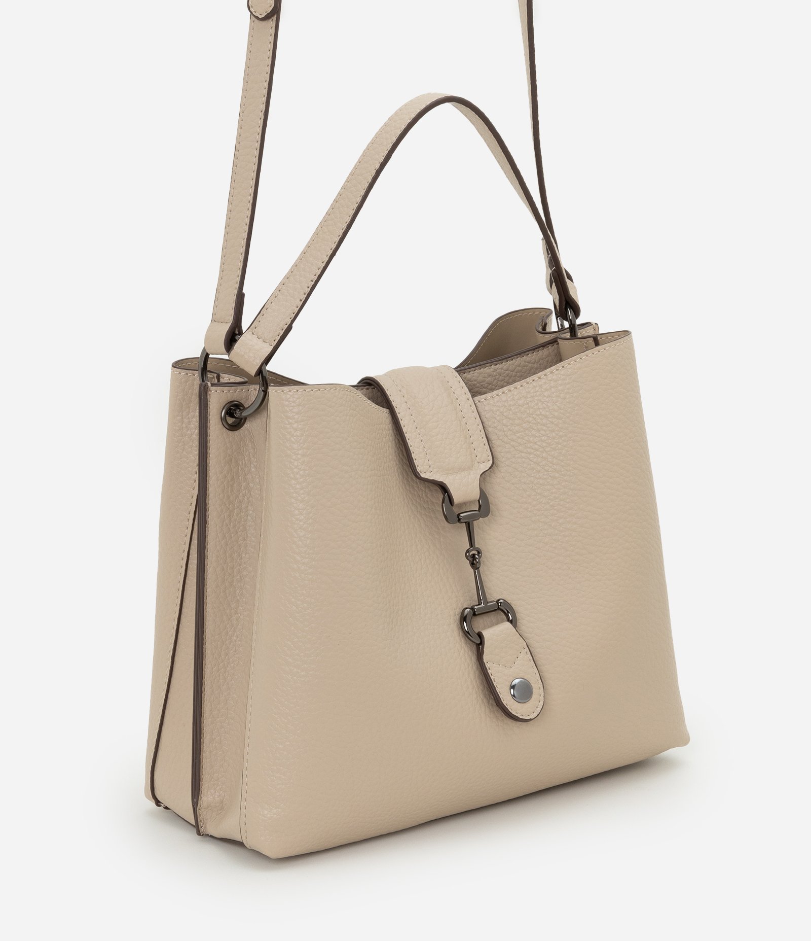 Bolsa Bucket Média com Alça Transversal Bege 1