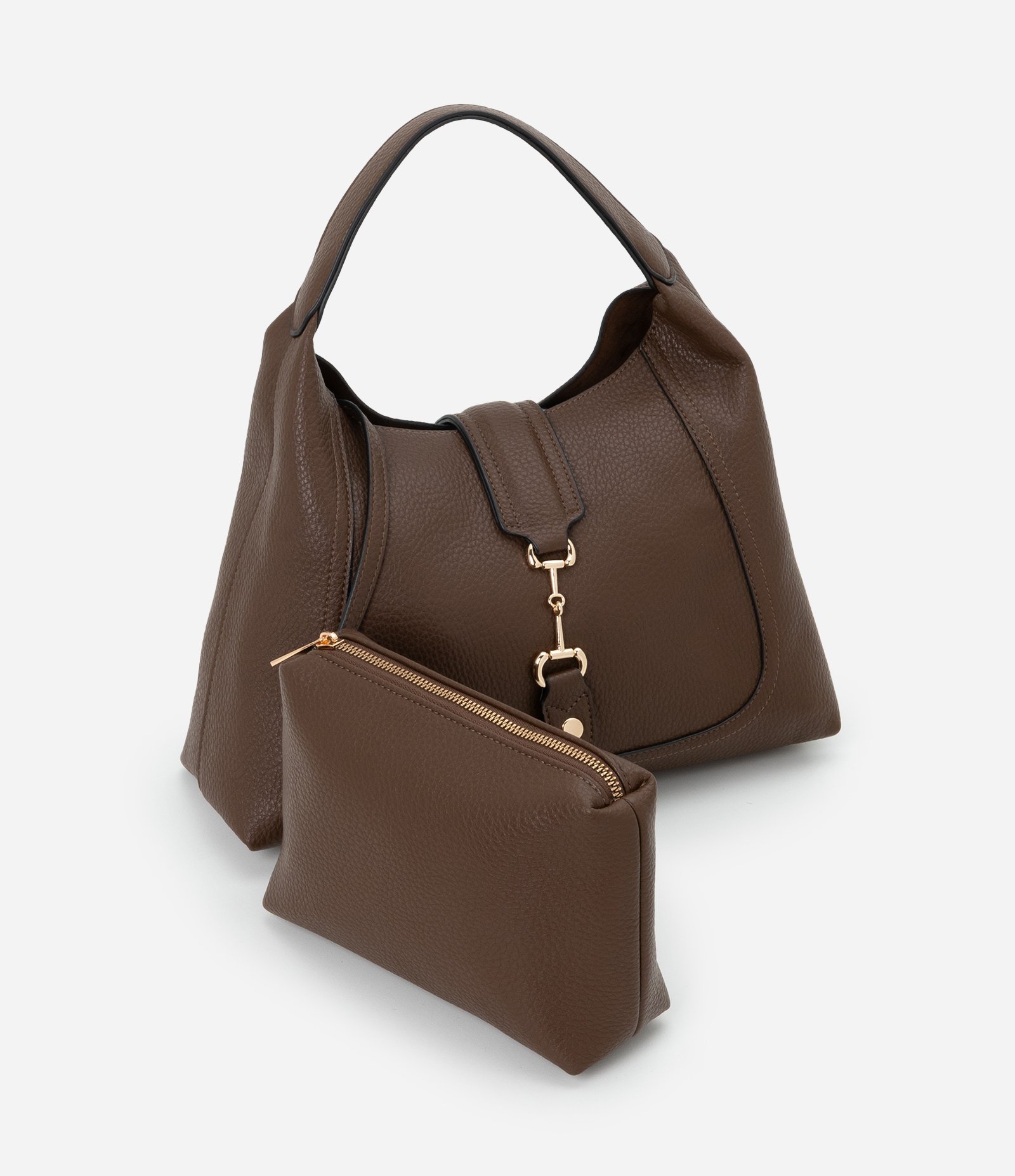 Bolsa Hobo Média com Necessaire Marrom 1