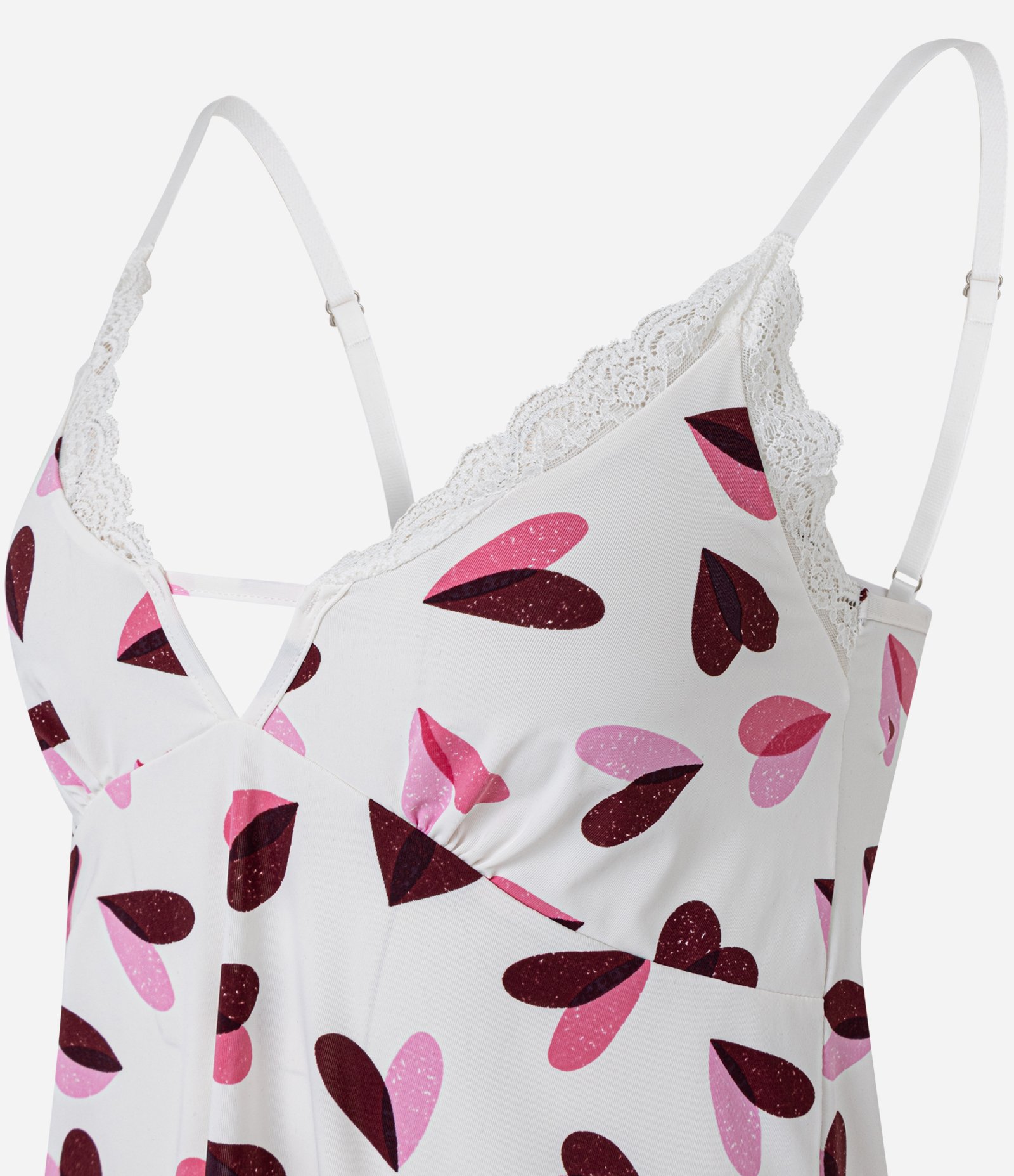 Pijama Short Doll em Microfibra com Alças Finas e Estampa de Coração Branco 2