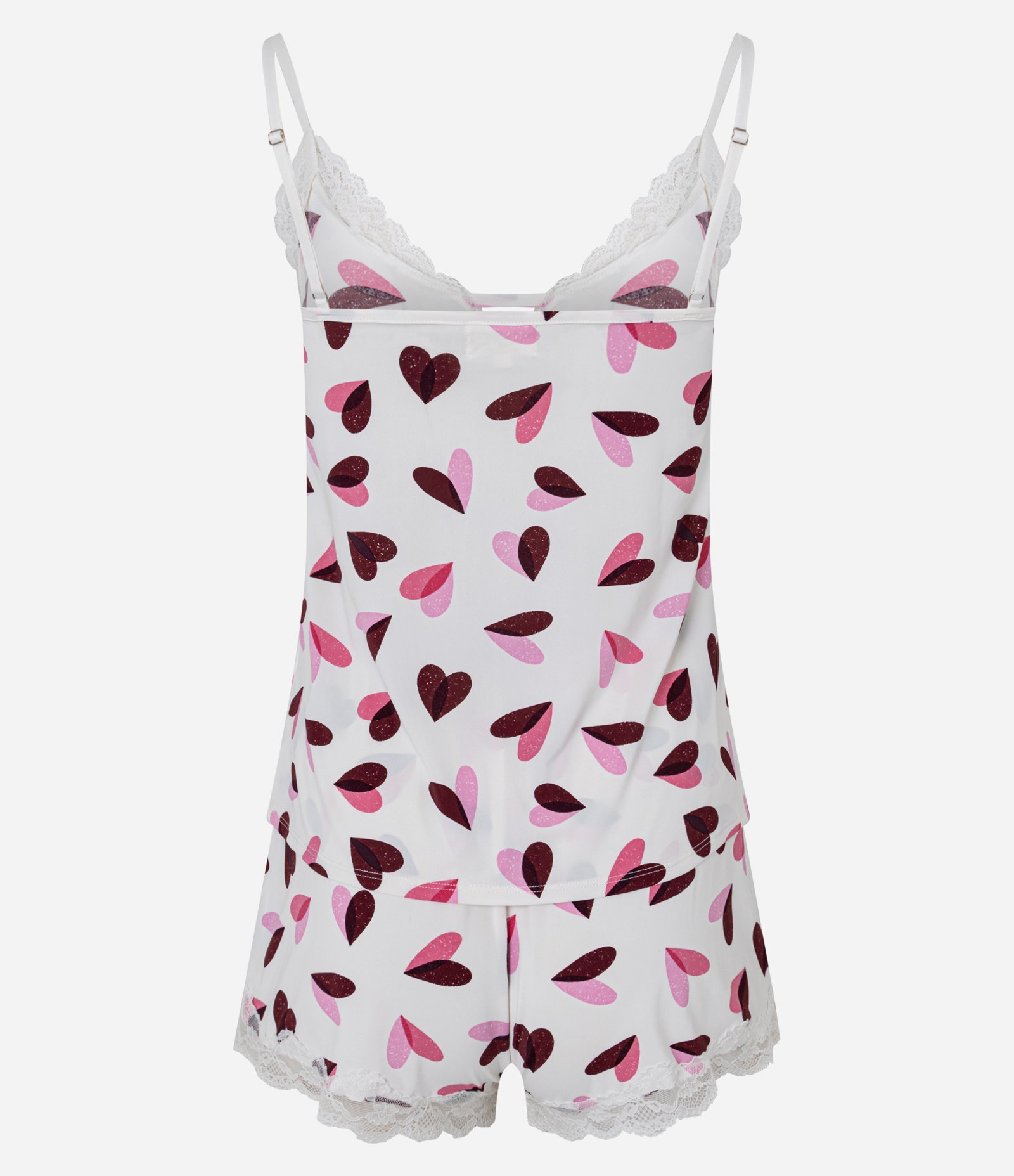 Pijama Short Doll em Microfibra com Alças Finas e Estampa de Coração Branco 3
