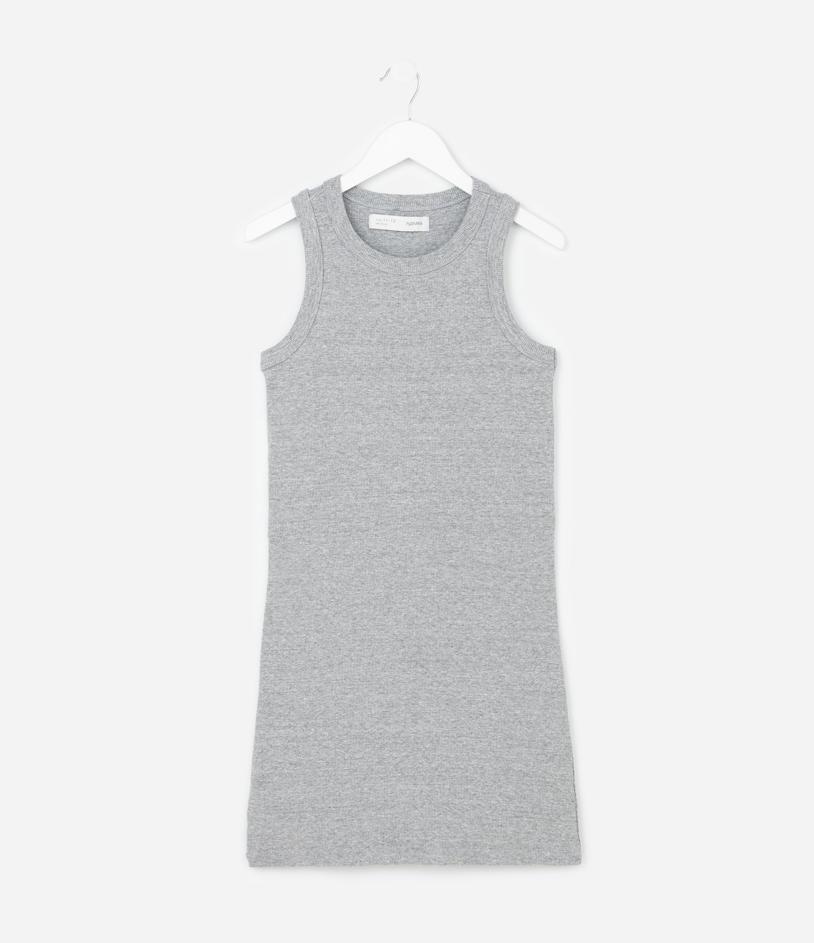 Vestido Infantil Canelado em Algodão - Tam 5 a 14 anos Cinza 1