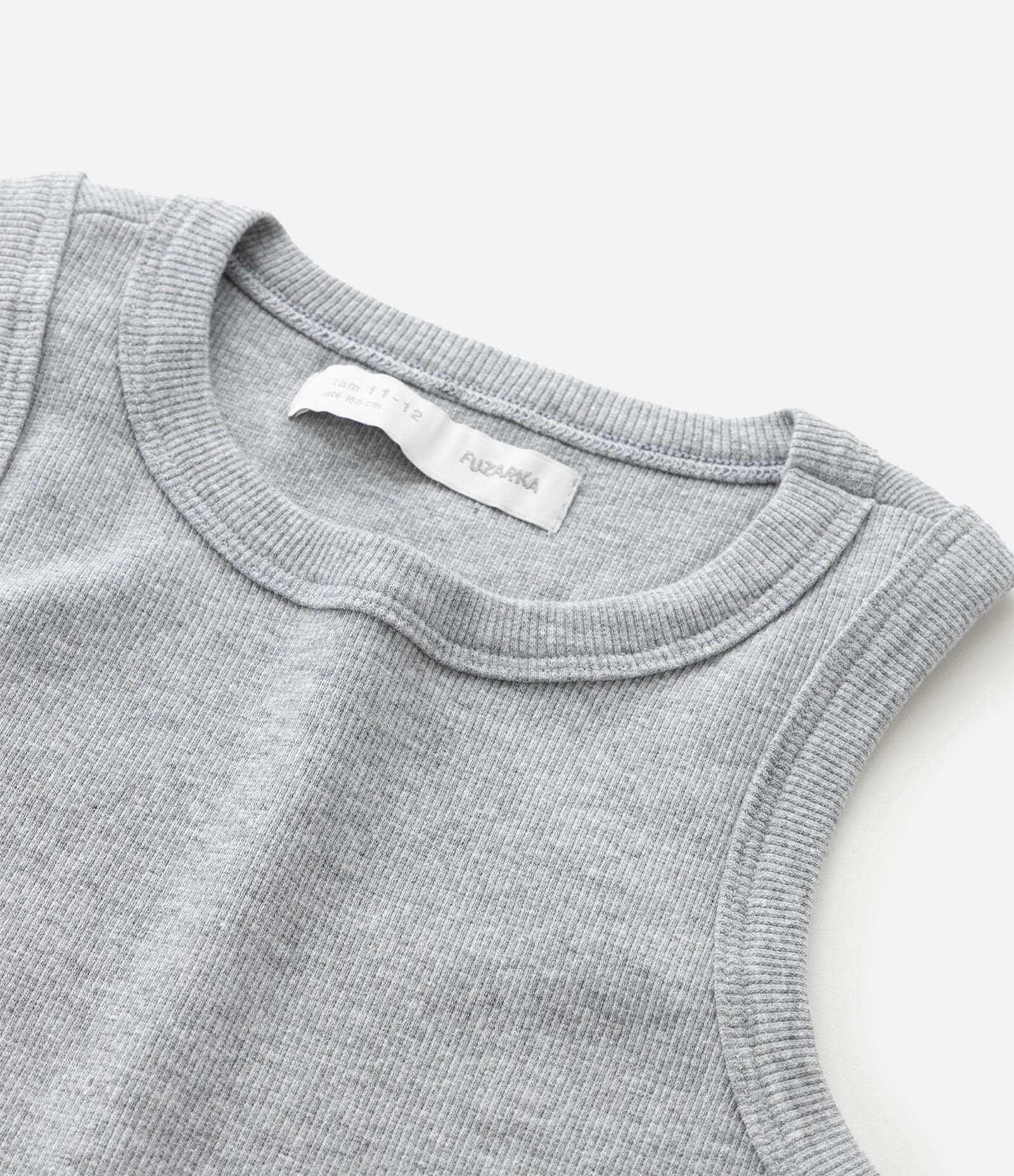 Vestido Infantil Canelado em Algodão - Tam 5 a 14 anos Cinza 4