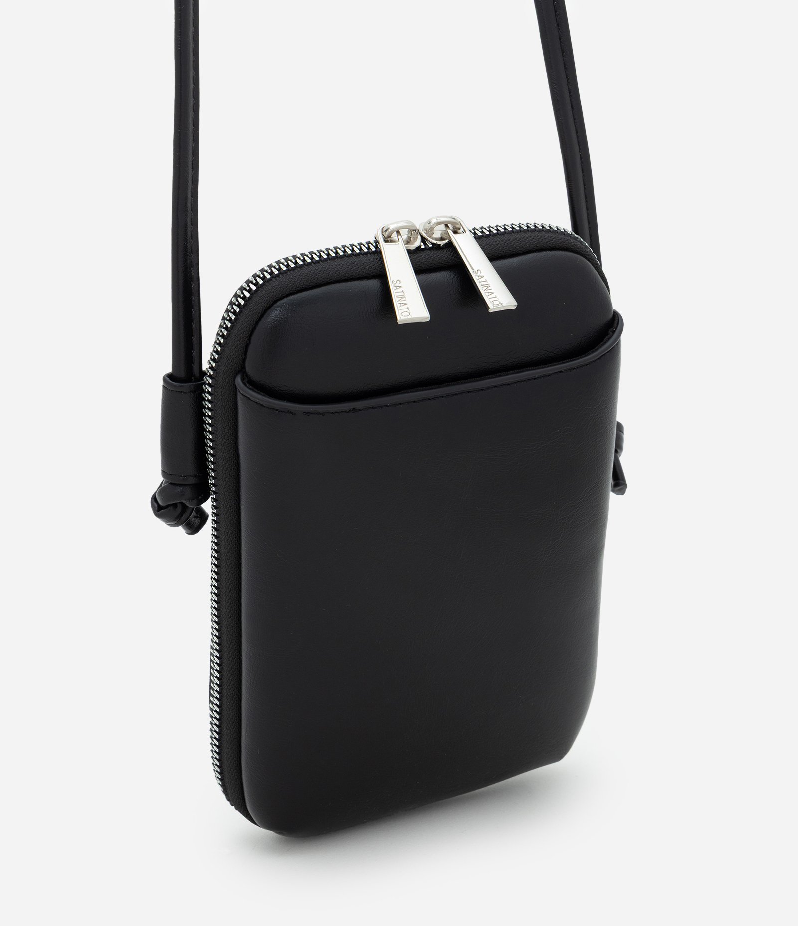 Bolsa Porta Celular Pequeno com Alça e Bolso Frontal Preto 1