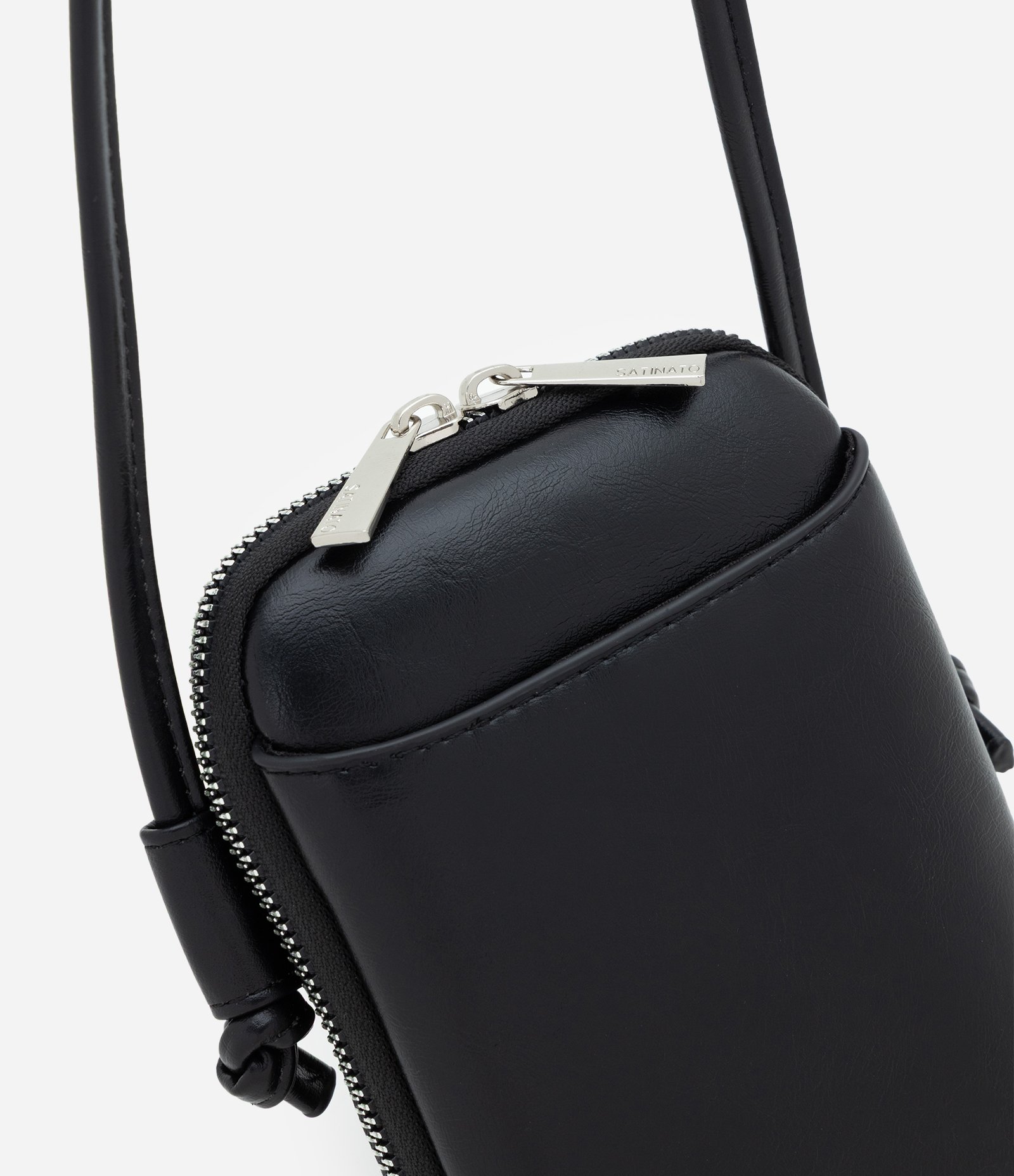 Bolsa Porta Celular Pequeno com Alça e Bolso Frontal Preto 4