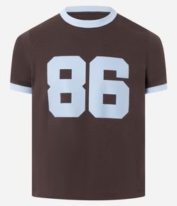 Camiseta Baby Tee Sportcore com Ribana e Estampa Lettering 86