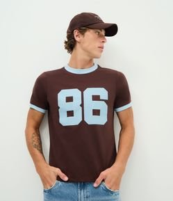 Camiseta Baby Tee Sportcore com Ribana e Estampa Lettering 86