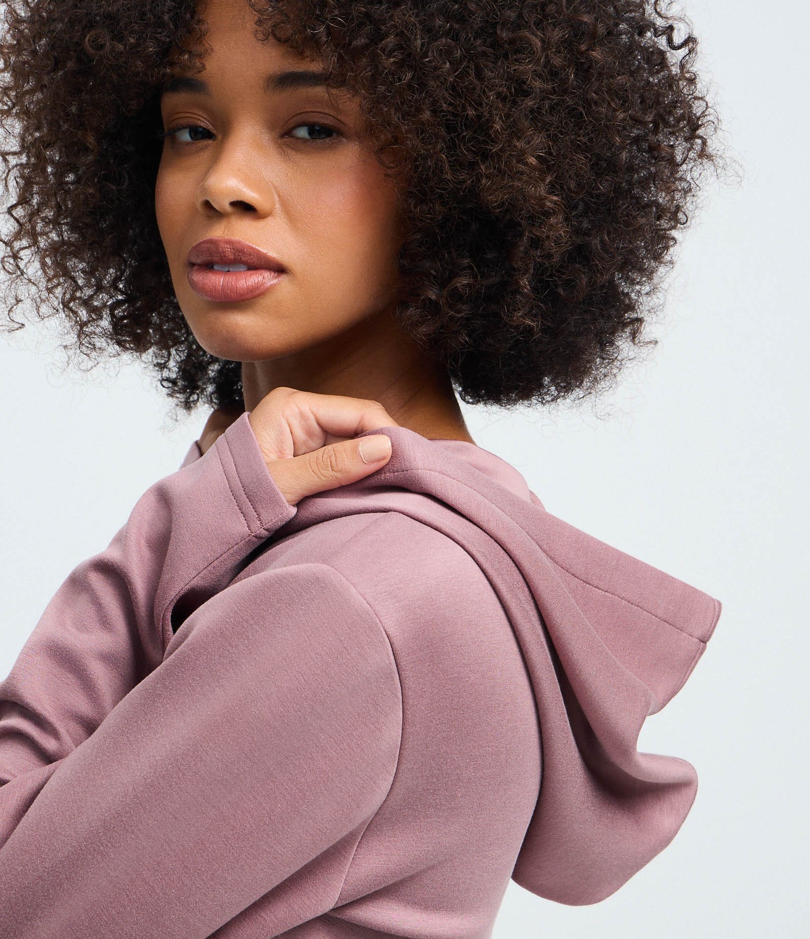 Jaqueta em Modal com Capuz e Fechamento em Zíper Rosa 4