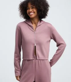 Jaqueta em Modal com Capuz e Fechamento em Zíper