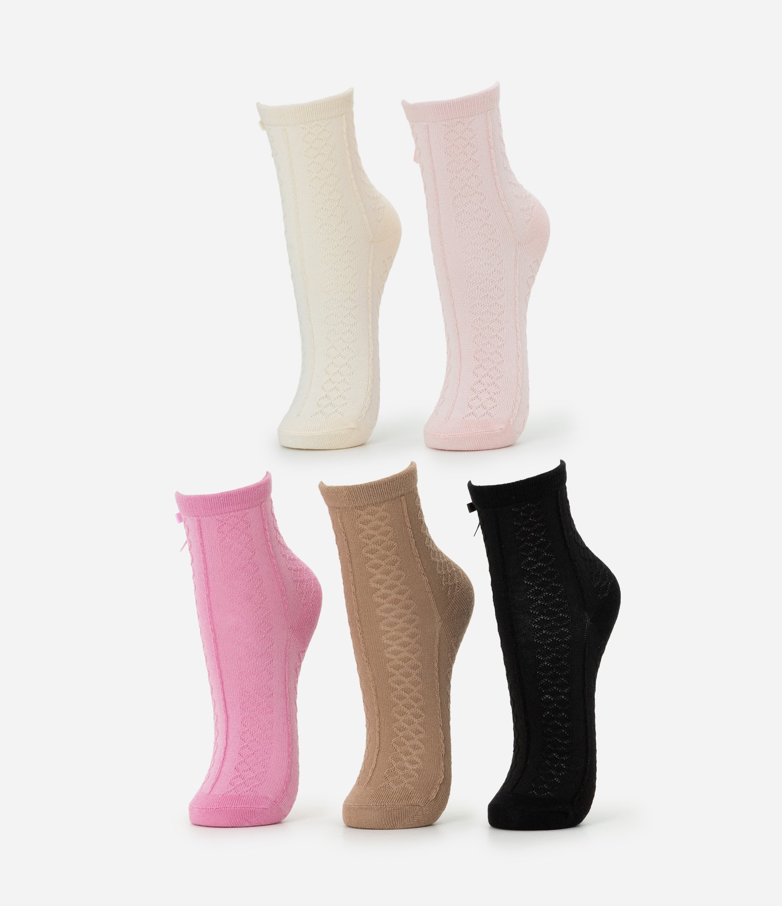 Kit 05 Meias Infantis Pointelle com Laço Lateral – Tam 19/22 ao 31/34 Sortido 1