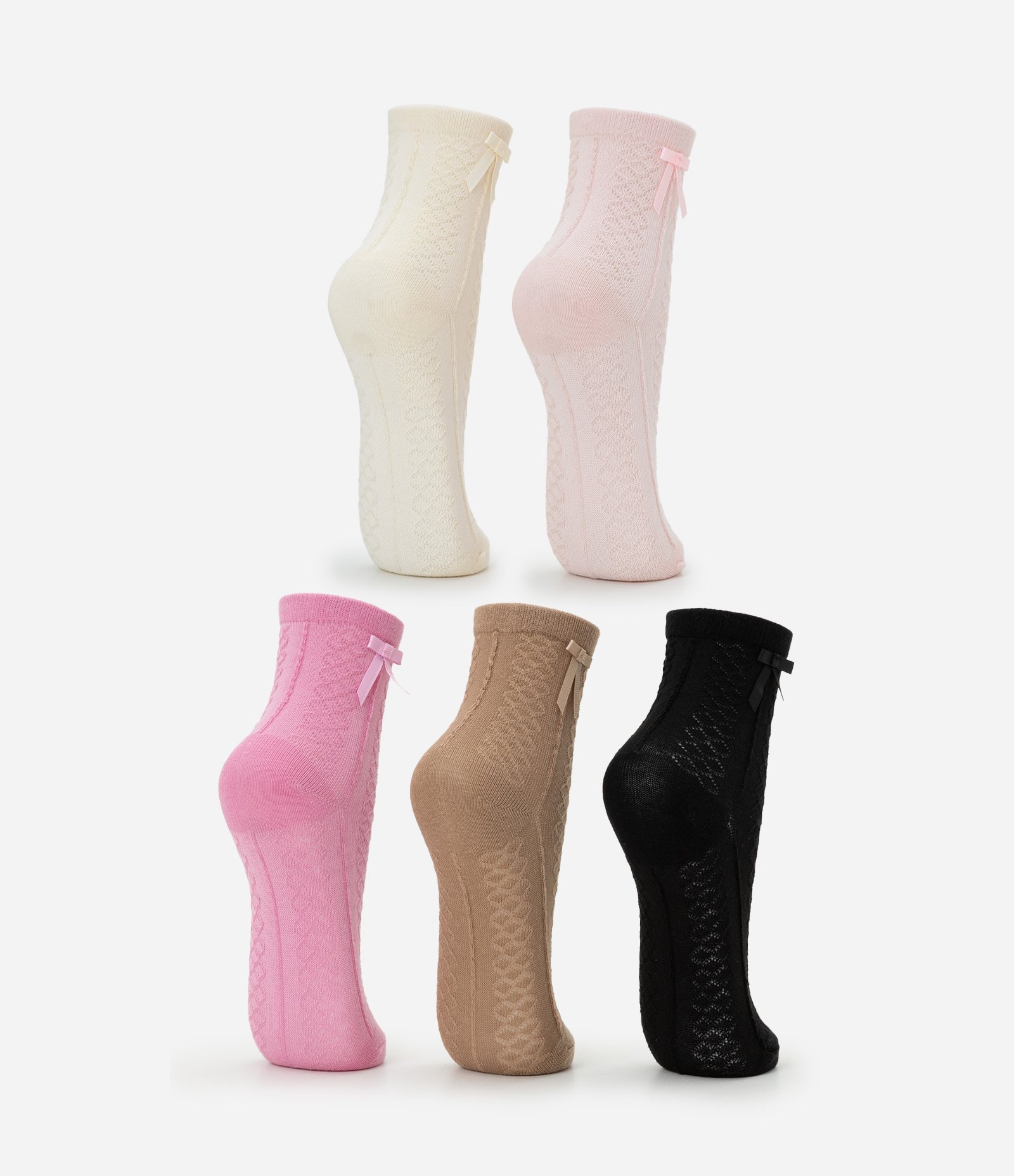Kit 05 Meias Infantis Pointelle com Laço Lateral – Tam 19/22 ao 31/34 Sortido 2