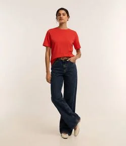 Camiseta Básica em Cotton com Gola Redonda