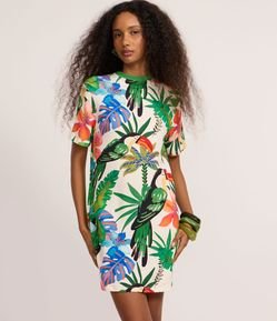 Vestido T-shirt em Viscose com Estampa de Tucano