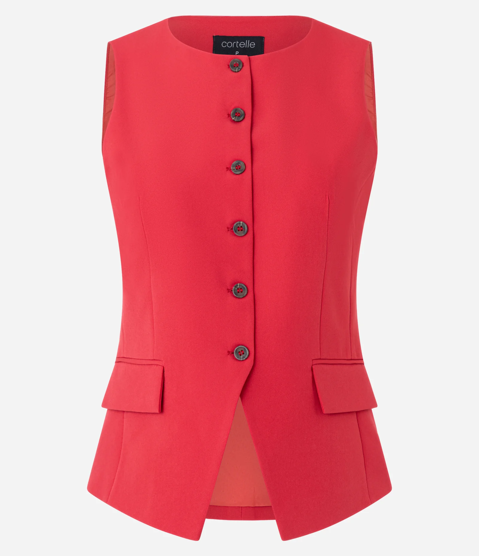 Colete Alfaiatado com Abotoamento e Lapelas Vermelho 5