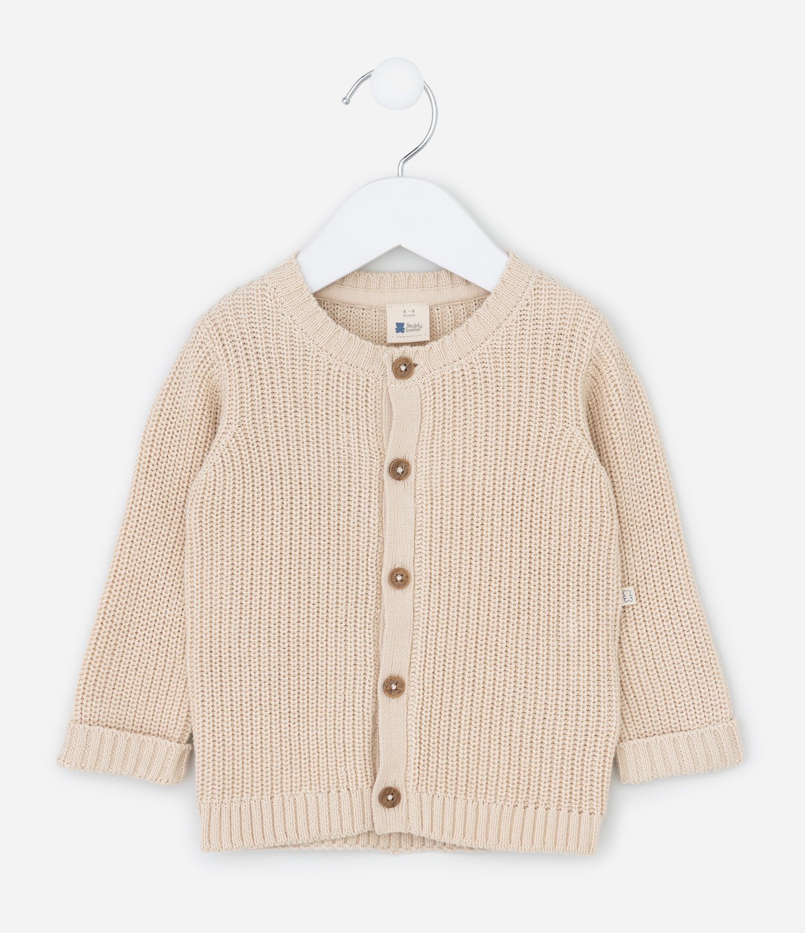 Cardigan Infantil em Tricô com Bordado nas Costas – Tam 0 a 18 Meses Bege 2