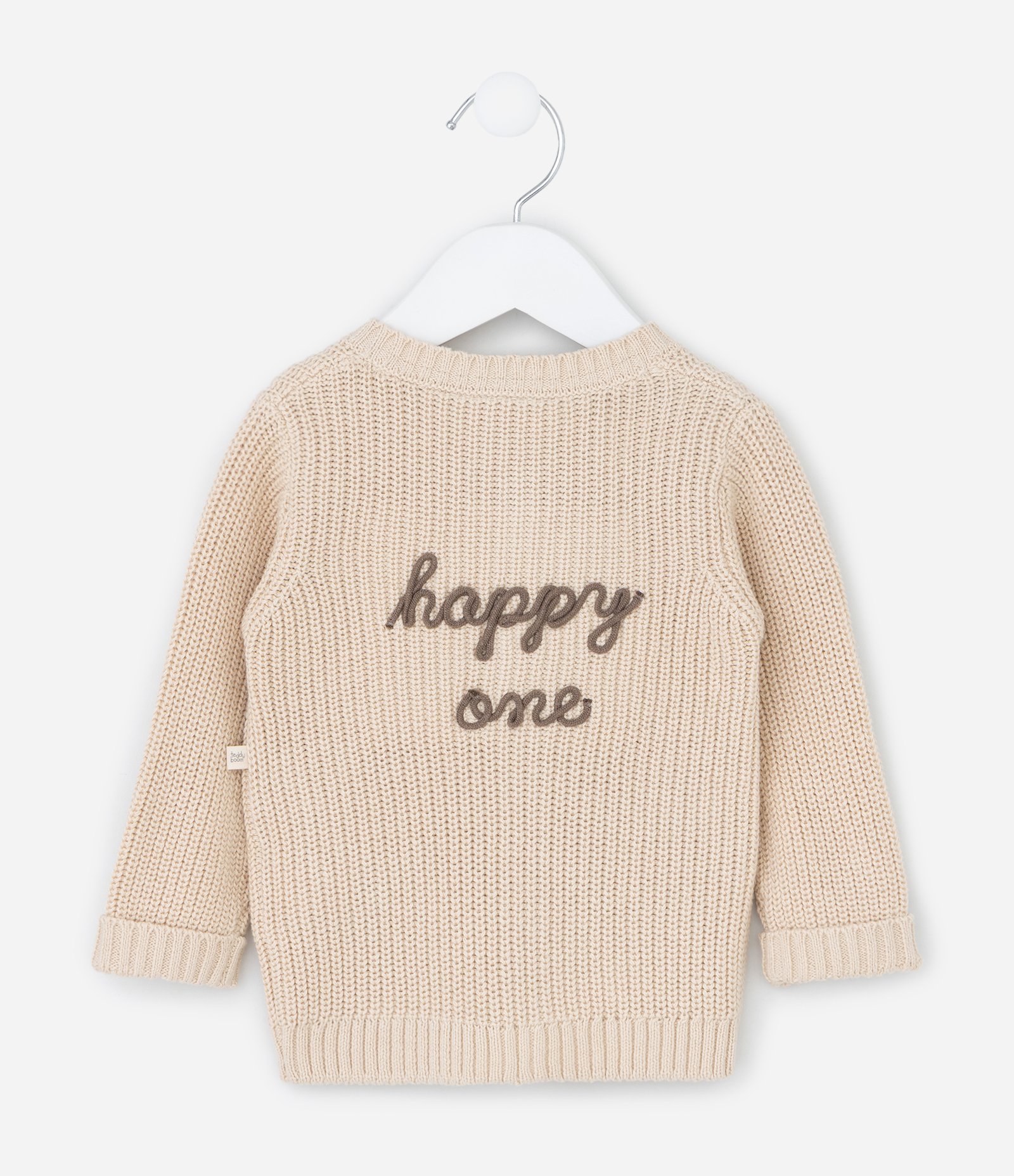 Cardigan Infantil em Tricô com Bordado nas Costas – Tam 0 a 18 Meses Bege 3