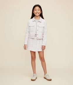 Short Saia Infantil em Tweed com Cinto Transpassado – Tam 5 a 14 Anos