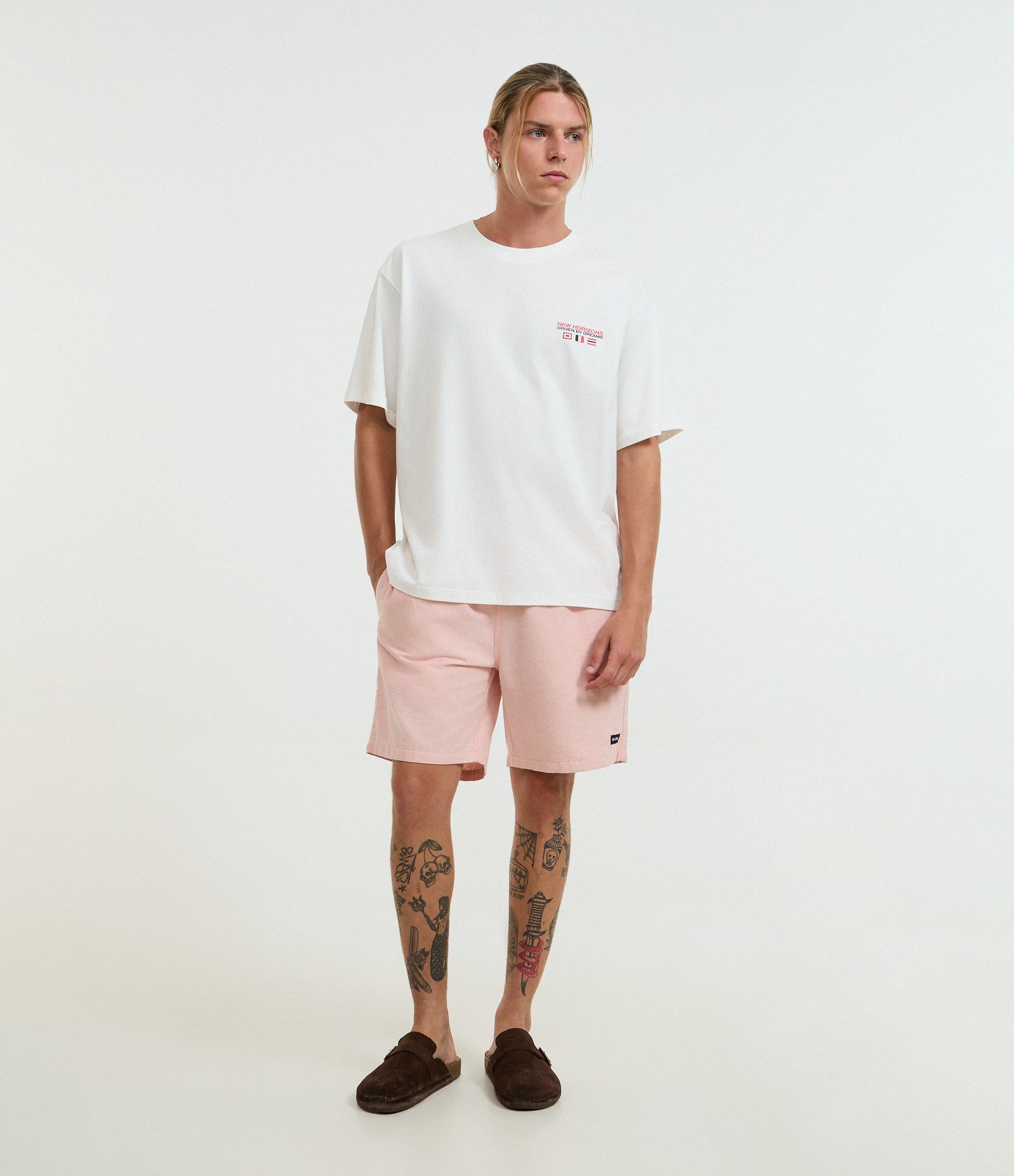 Bermuda em Algodão com Cós Elástico e Etiqueta Aplicada Salmão 1